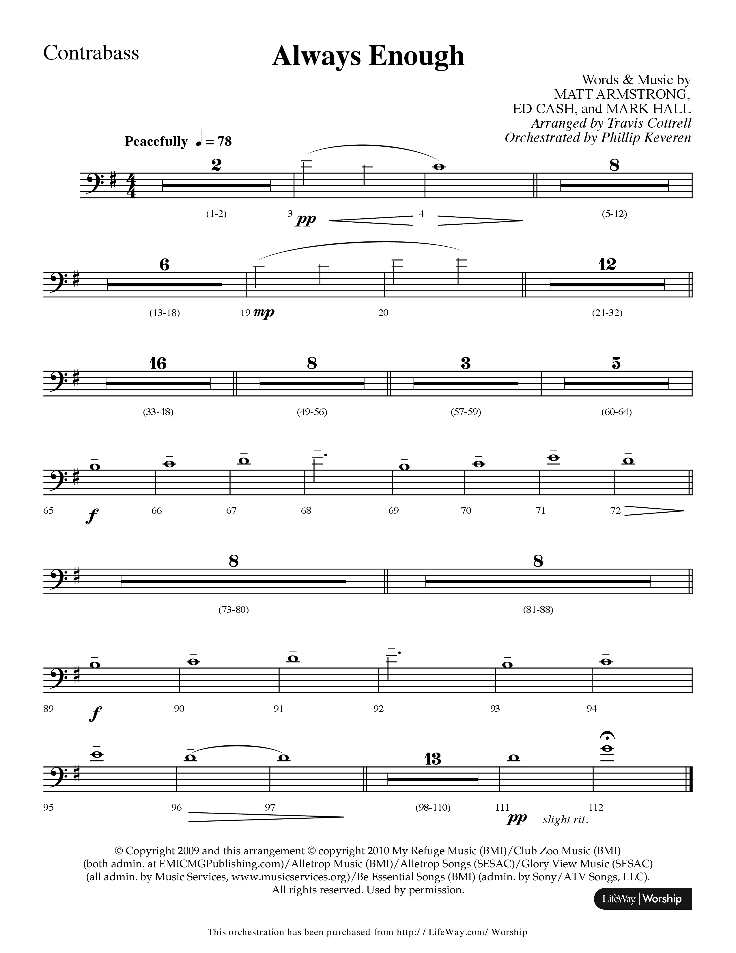 Always Enough (Choral Anthem SATB) Contrabass (Lifeway Choral / Arr. Travis Cottrell / Orch. Phillip Keveren)