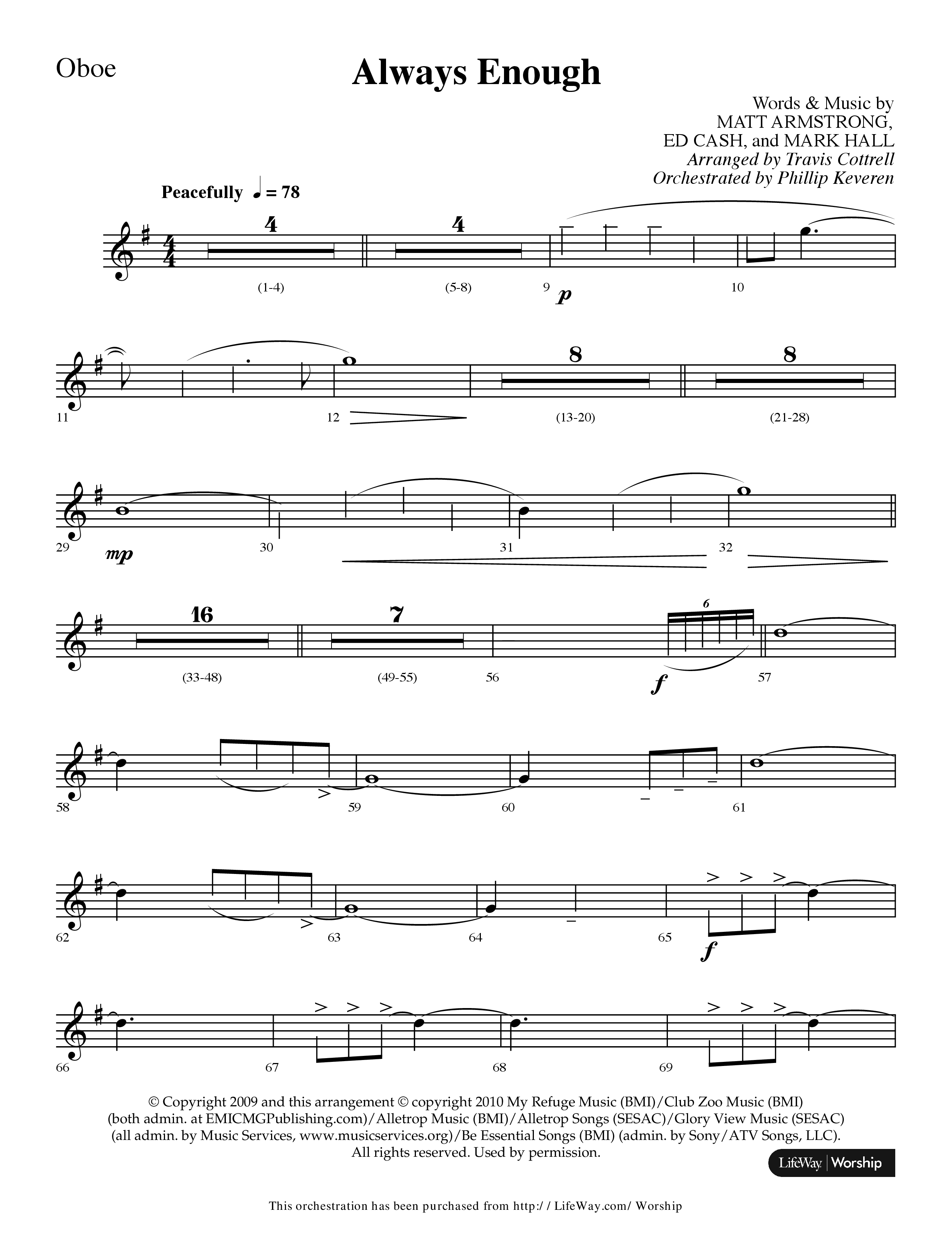 Always Enough (Choral Anthem SATB) Oboe (Lifeway Choral / Arr. Travis Cottrell / Orch. Phillip Keveren)