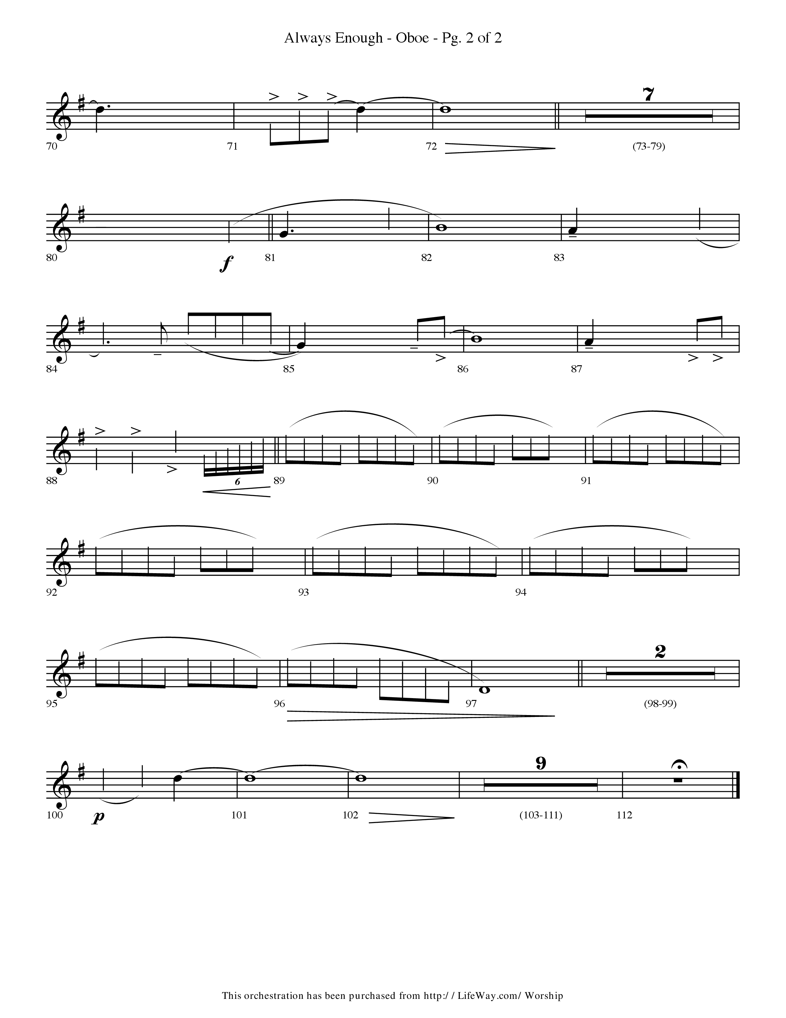 Always Enough (Choral Anthem SATB) Oboe (Lifeway Choral / Arr. Travis Cottrell / Orch. Phillip Keveren)