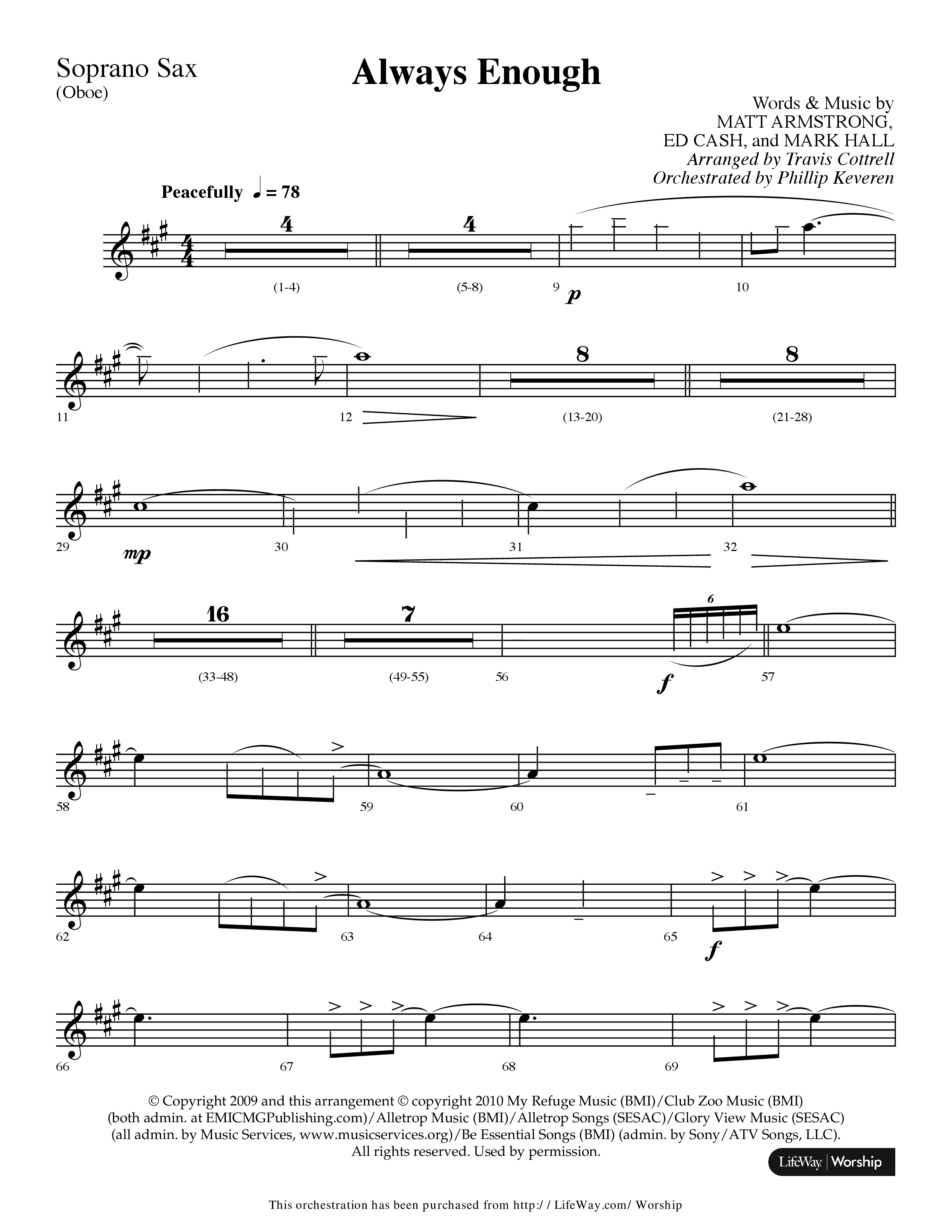 Always Enough (Choral Anthem SATB) Soprano Sax (Lifeway Choral / Arr. Travis Cottrell / Orch. Phillip Keveren)