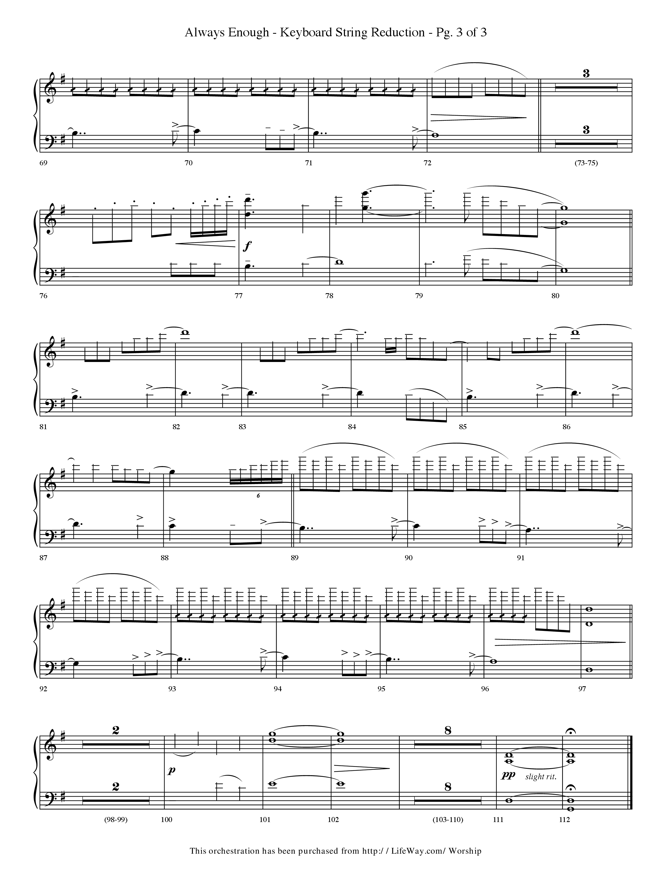 Always Enough (Choral Anthem SATB) String Reduction (Lifeway Choral / Arr. Travis Cottrell / Orch. Phillip Keveren)