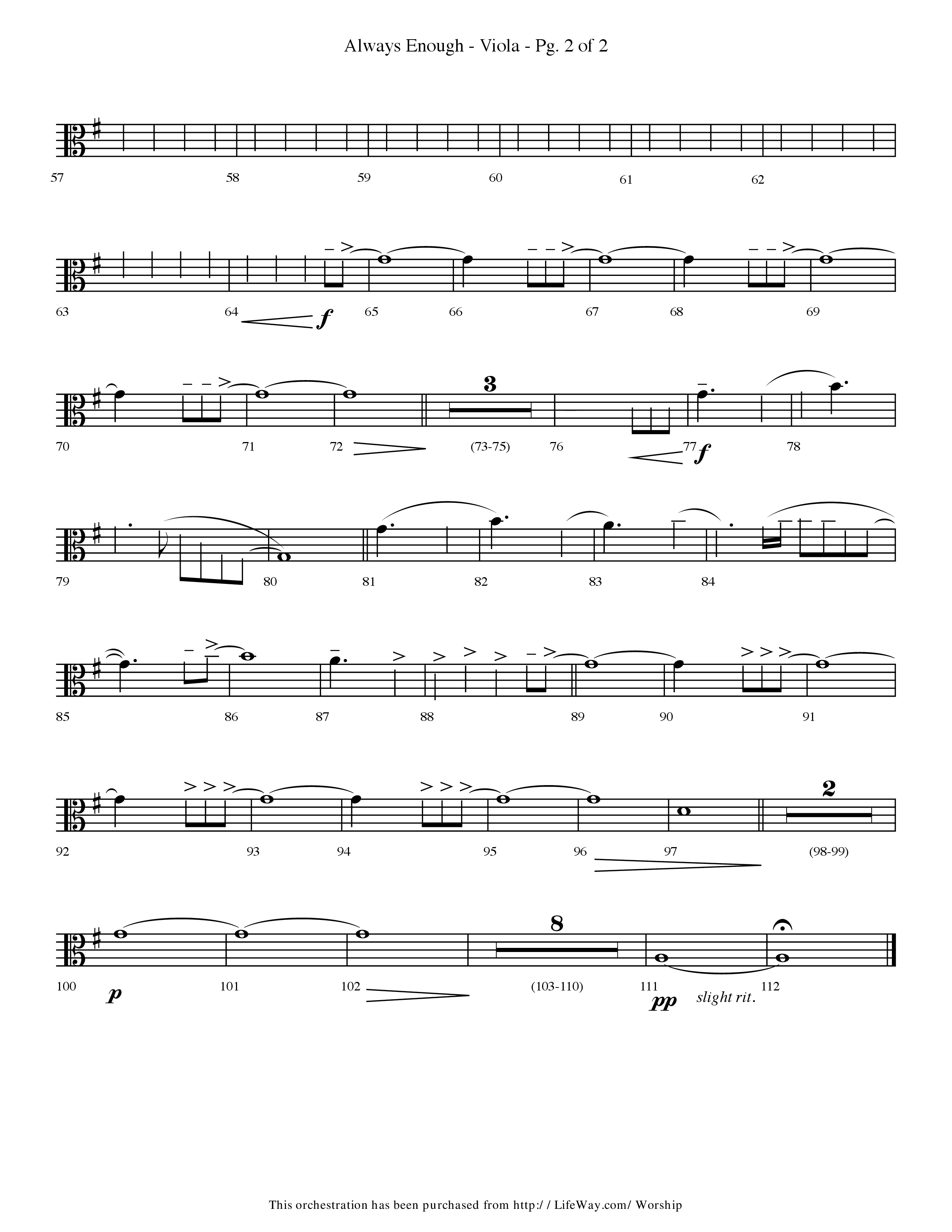 Always Enough (Choral Anthem SATB) Viola (Lifeway Choral / Arr. Travis Cottrell / Orch. Phillip Keveren)