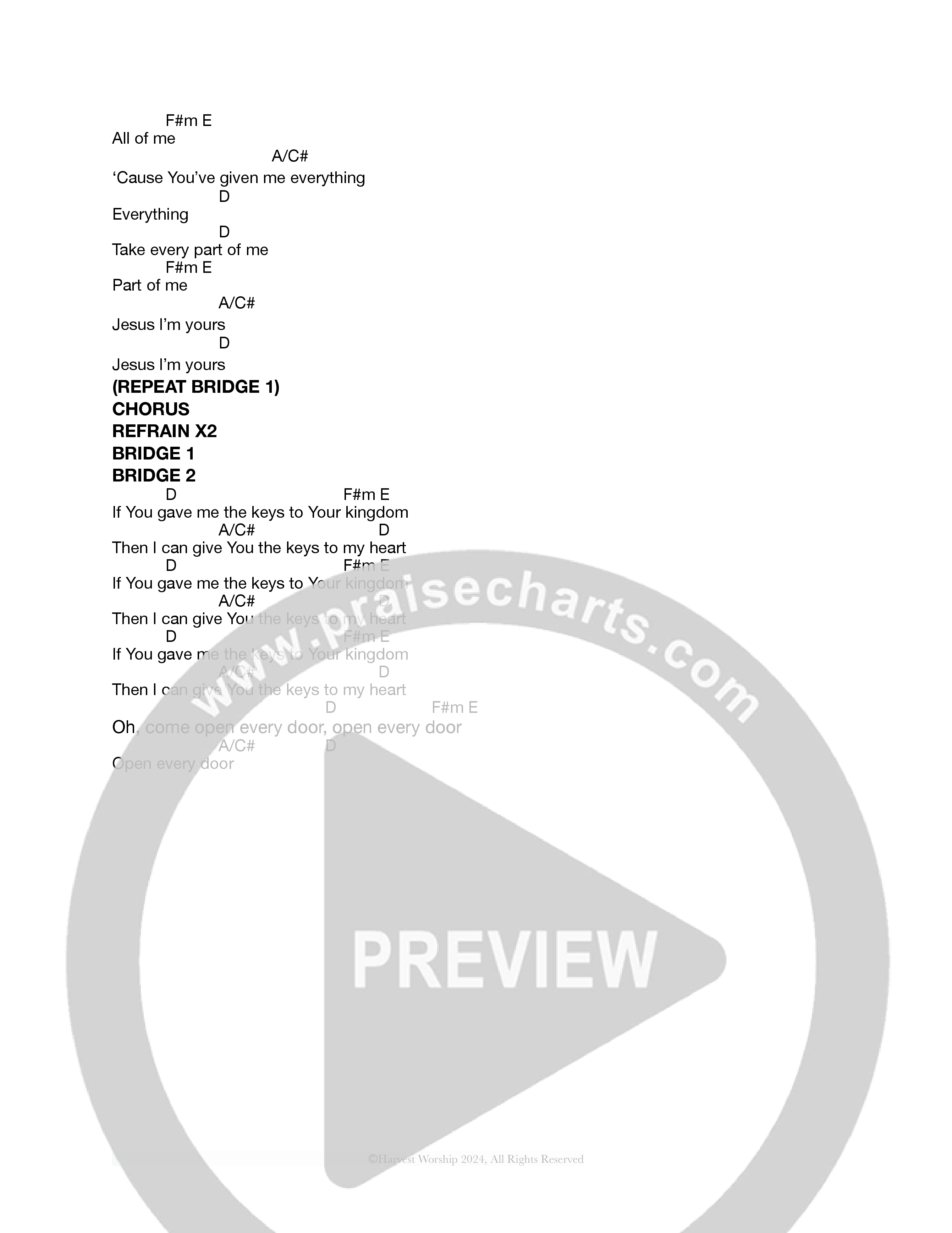 Open Every Door Chord Chart (Harvest Worship)