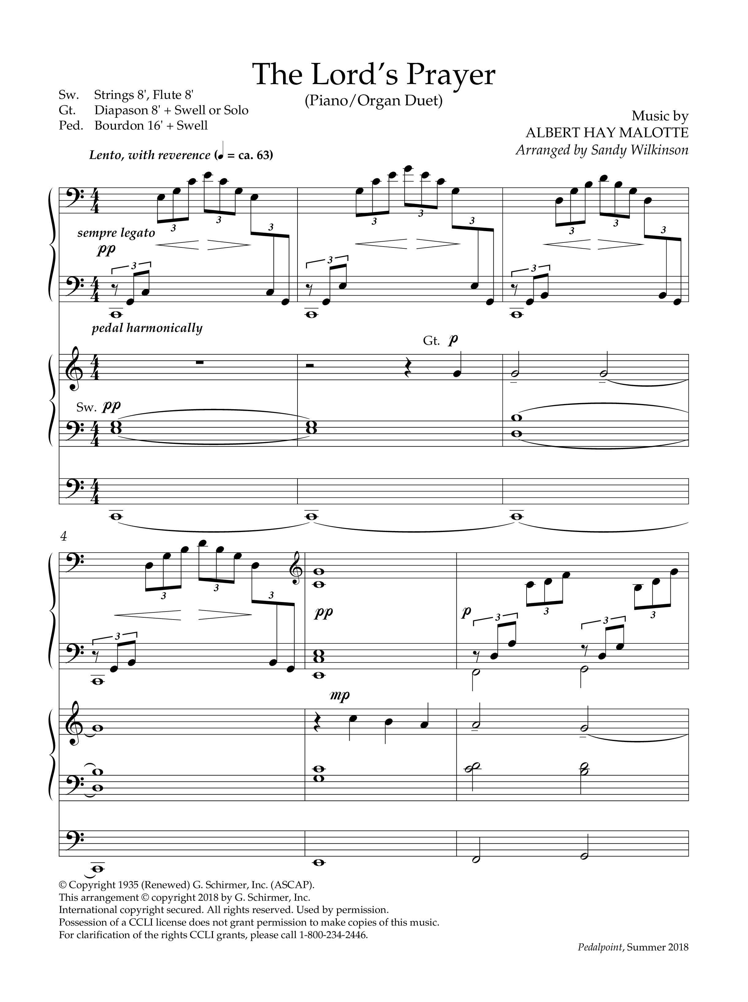 The Lord's Prayer (Instrumental) Piano-Organ (Lifeway Worship / Arr. Sandy Wilkinson)