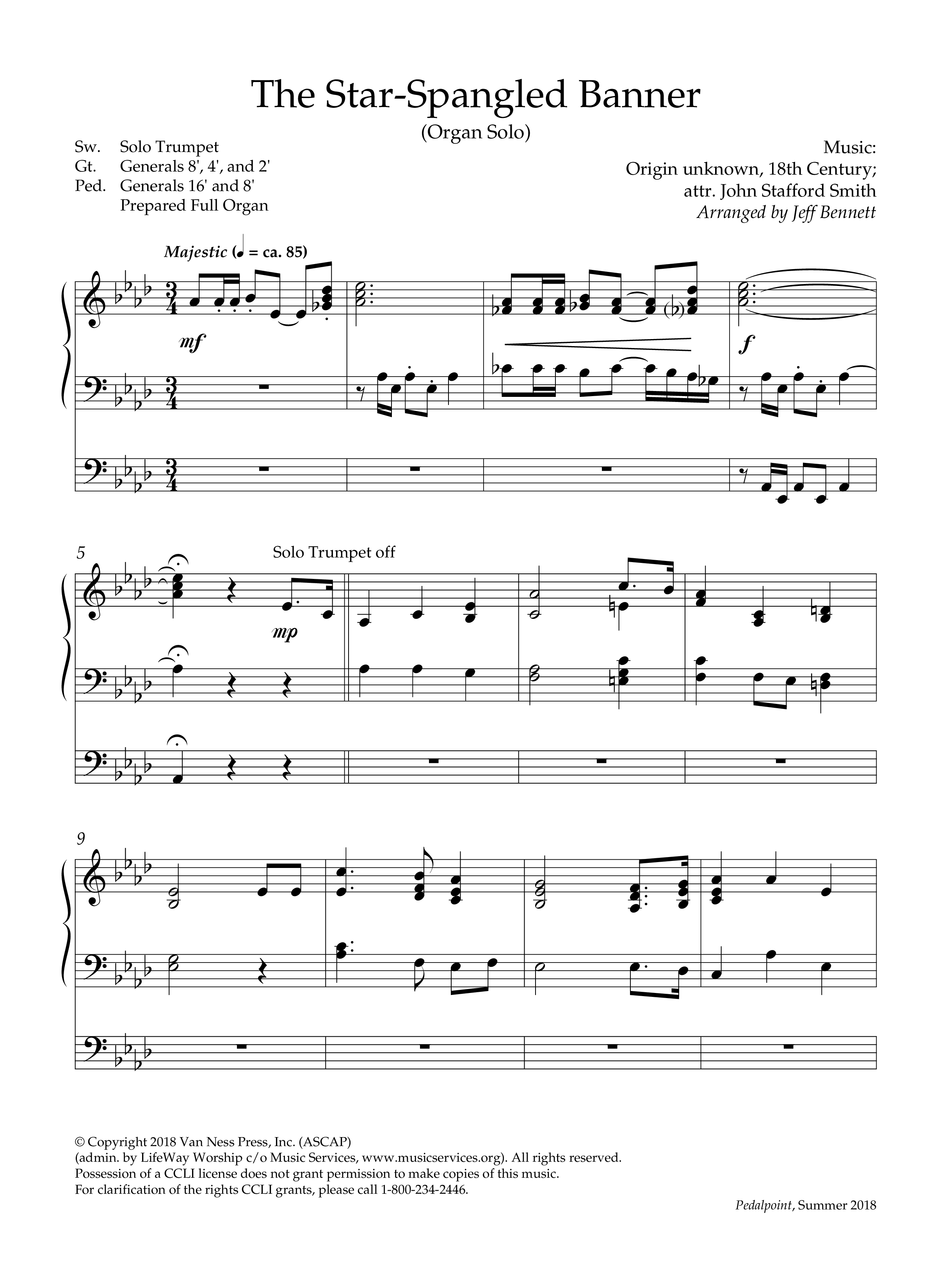 The Star Spangled Banner (Instrumental) Organ (Lifeway Worship / Arr. Jeffery Bennett)