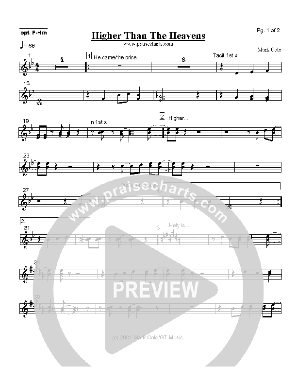 Higher than the Heavens French Horn (Mark Cole)