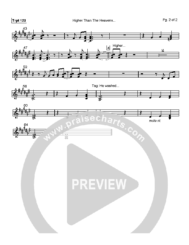 Higher than the Heavens Trumpet 1/2/3 (Mark Cole)