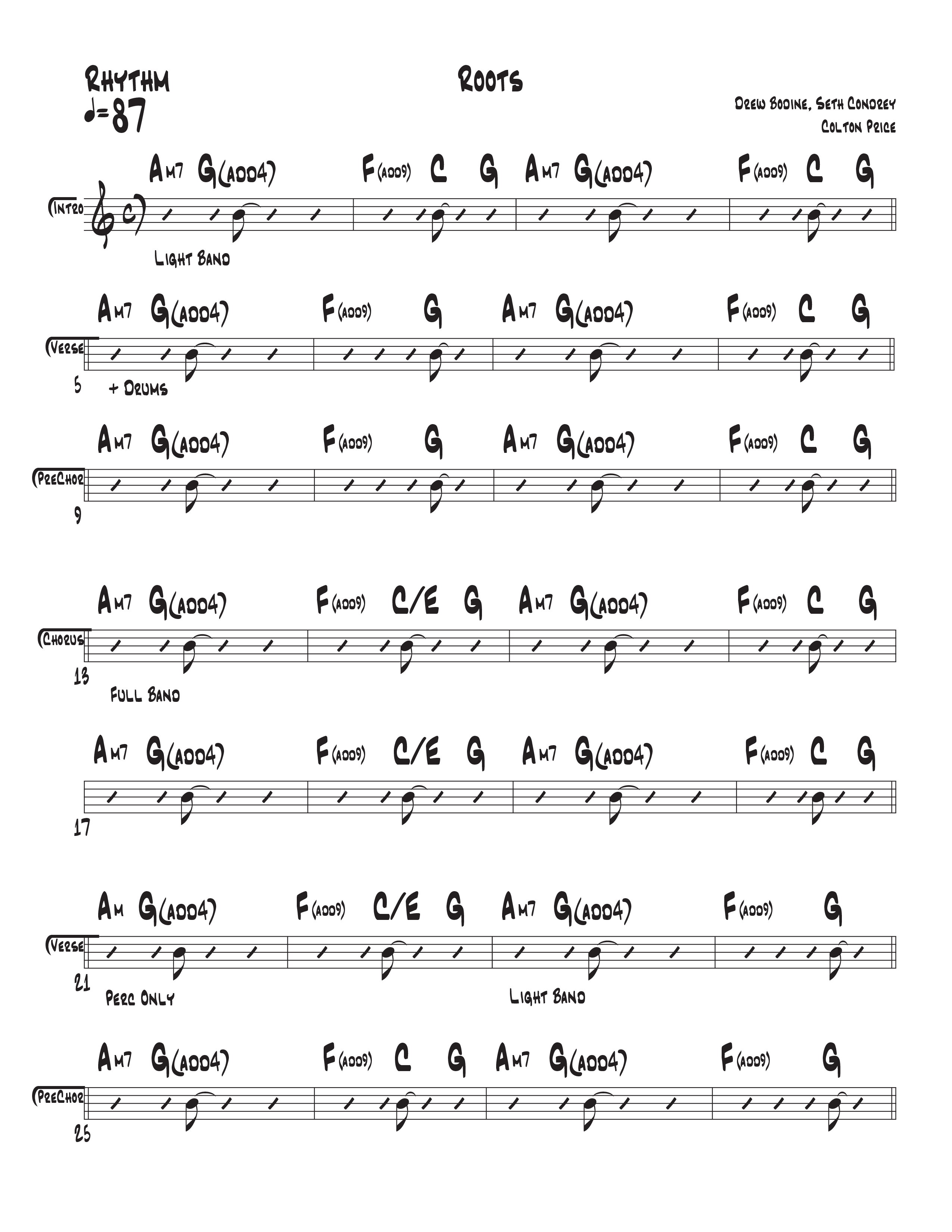 Roots (Live) Rhythm Chart (Central Live)