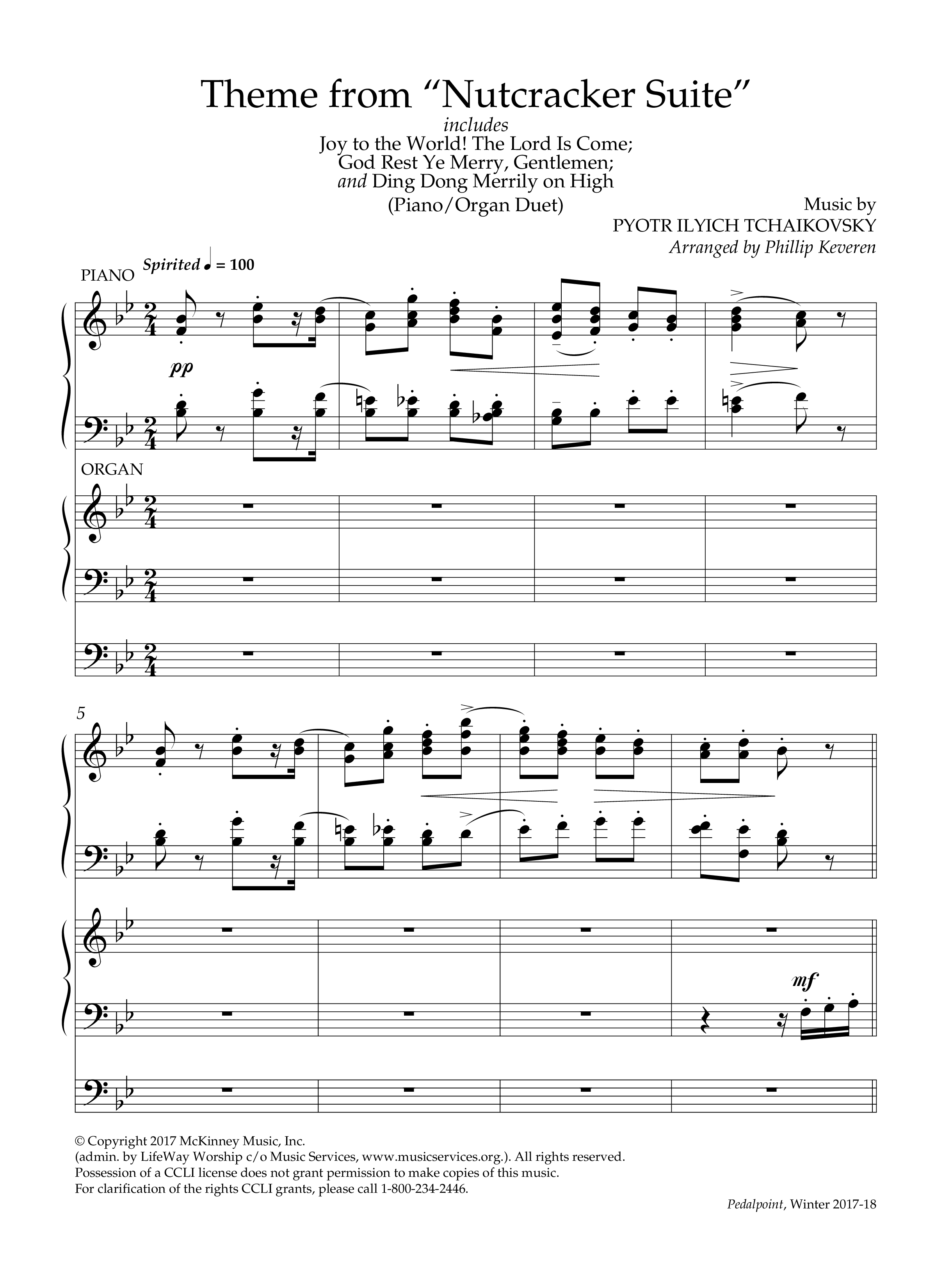 Theme From Nutcracker Suite (with Joy To The World, God Rest Ye Merry Gentlemen, Ding Dong Merrily) (Instrumental) Piano-Organ (Lifeway Worship / Arr. Phillip Keveren)