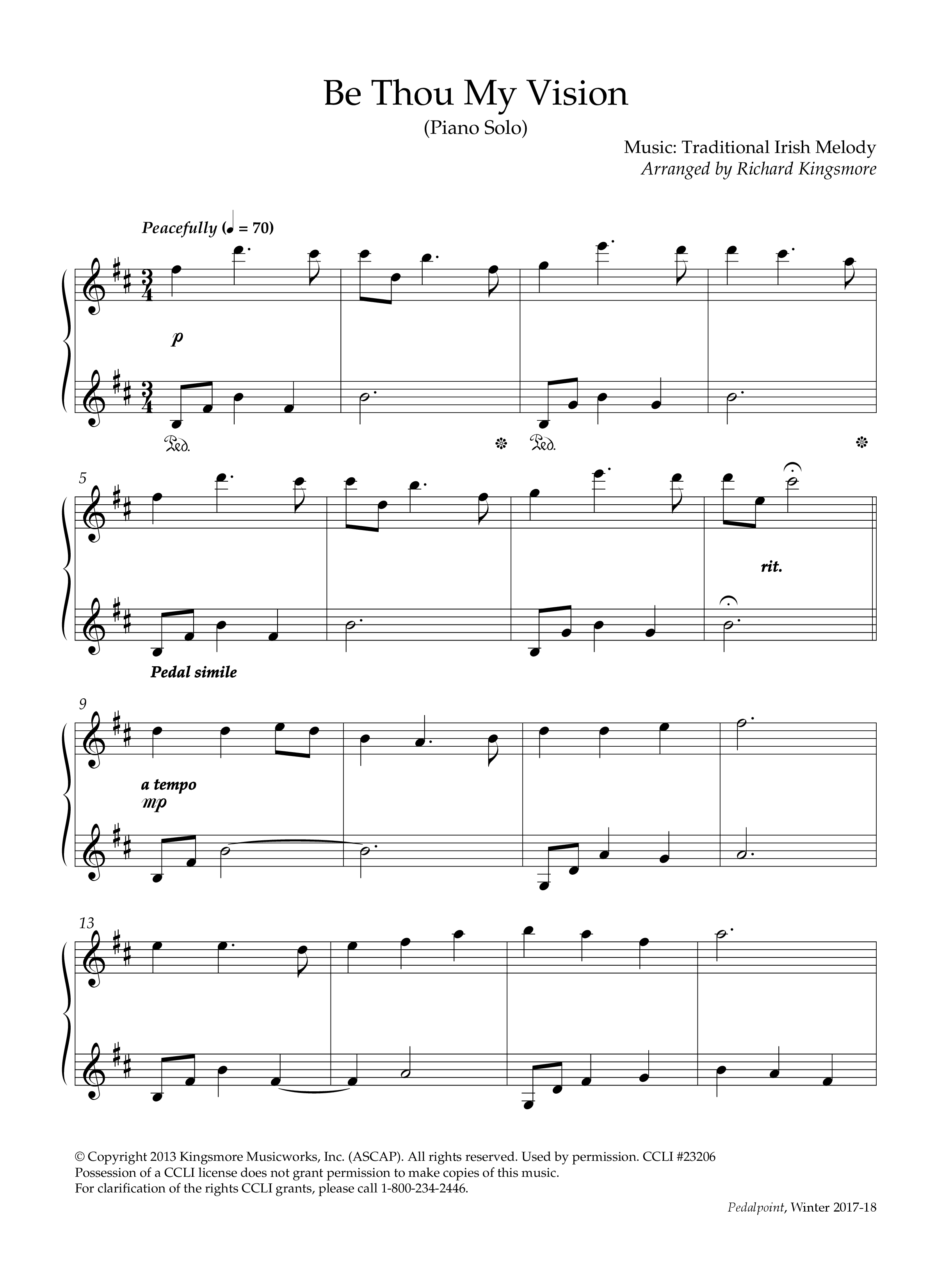 Be Thou My Vision (Instrumental) Piano Solo (Lifeway Worship / Arr. Richard Kingsmore)