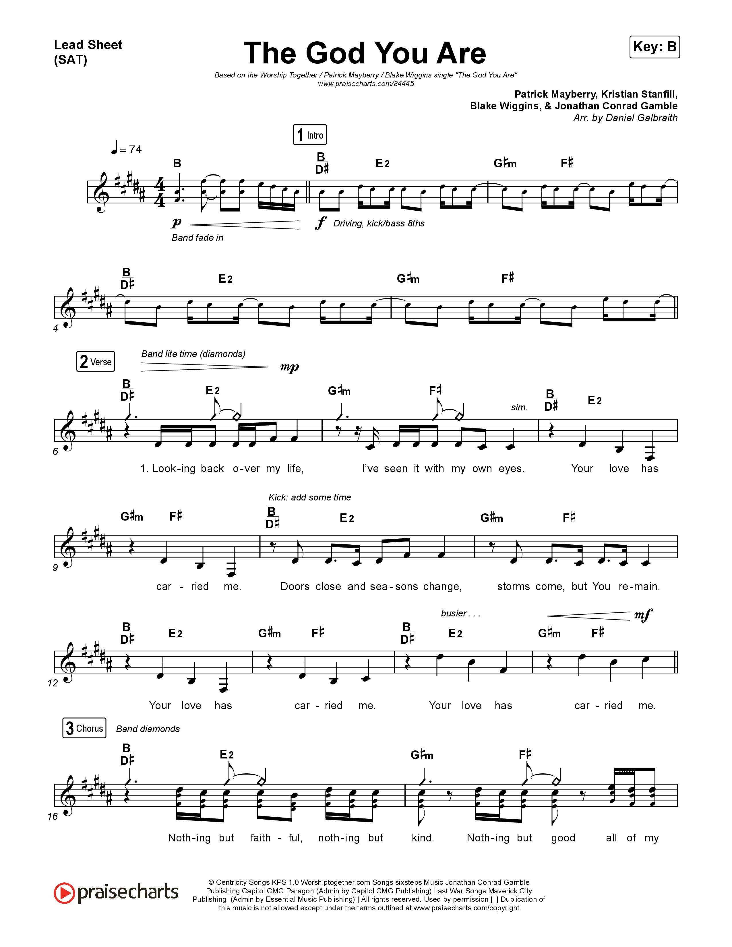 The God You Are (Live From Worship Together 2024) Lead Sheet (SAT) (Worship Together / Blake Wiggins / Patrick Mayberry)