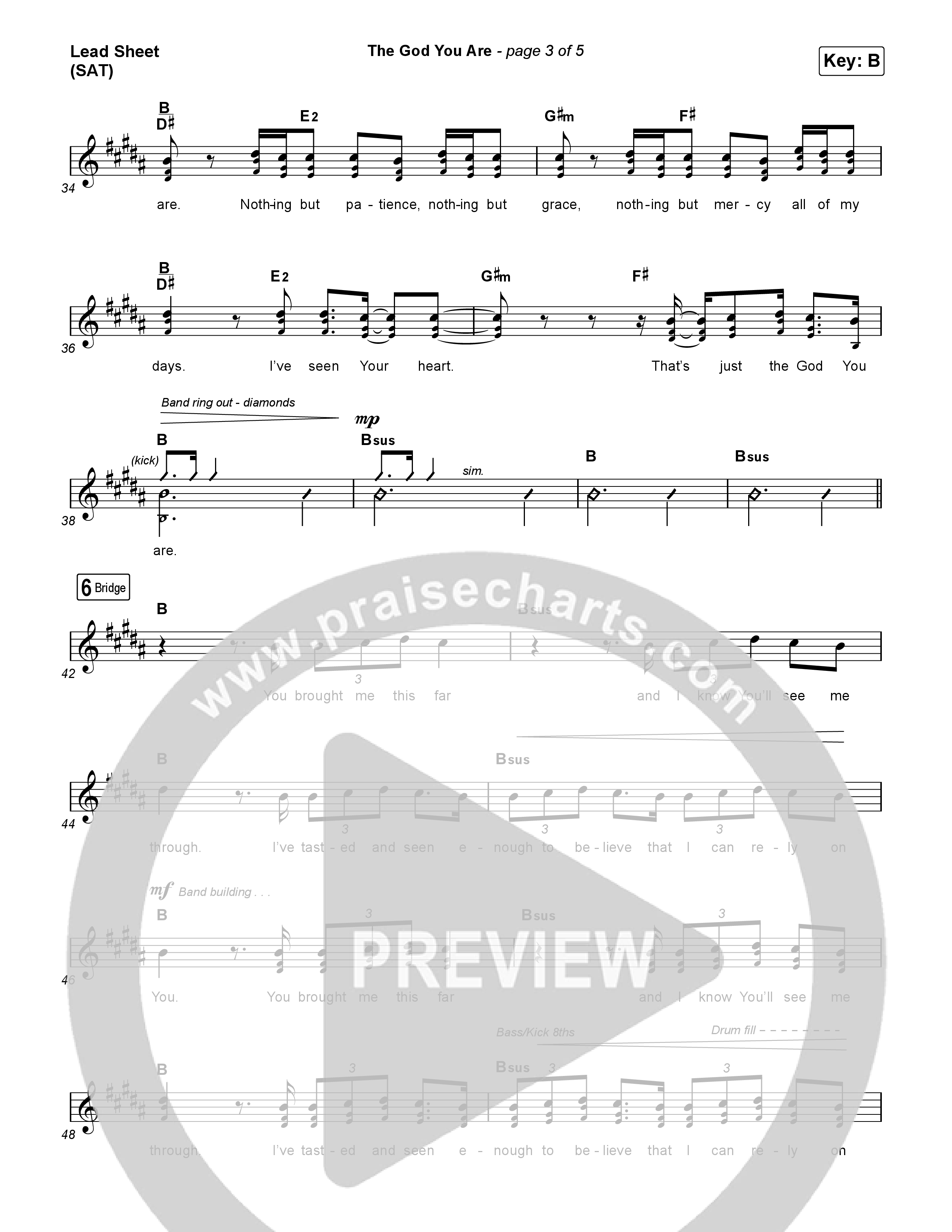 The God You Are (Live From Worship Together 2024) Lead Sheet (SAT) (Worship Together / Blake Wiggins / Patrick Mayberry)