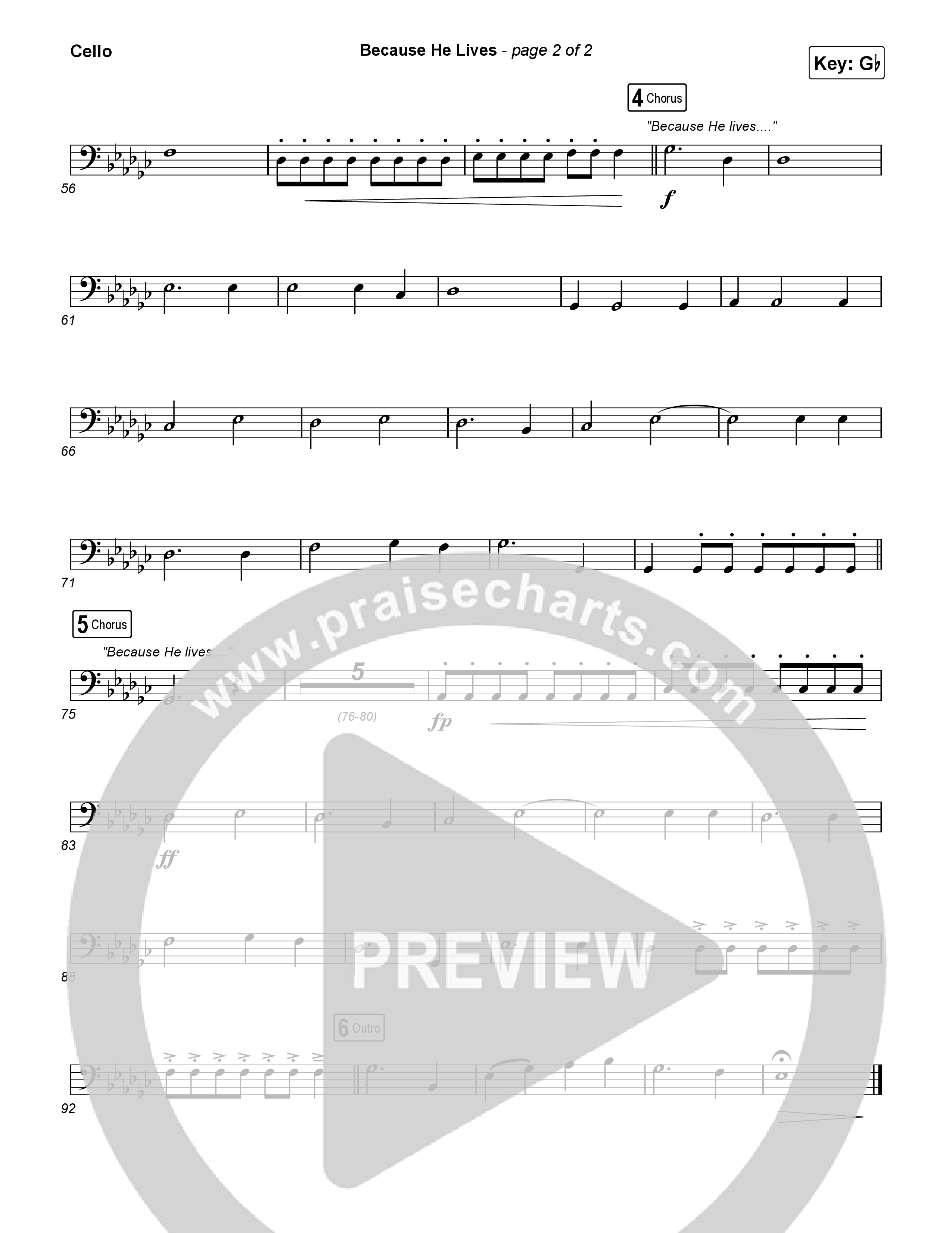 Because He Lives Cello (Rock Springs Worship / Arr. Matt Summers / Arr. Amber Balltzglier)