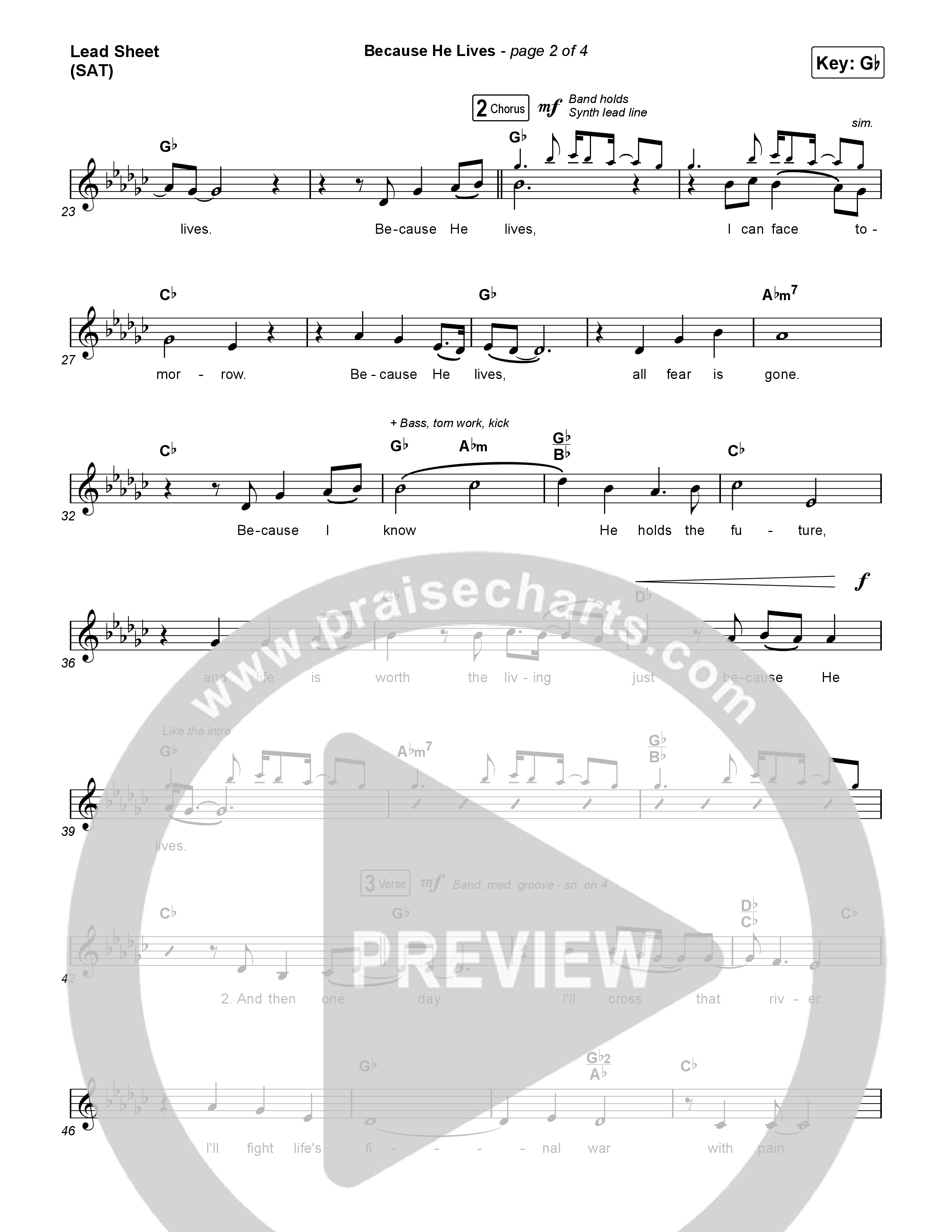 Because He Lives Lead Sheet (SAT) (Rock Springs Worship / Arr. Matt Summers / Arr. Amber Balltzglier)