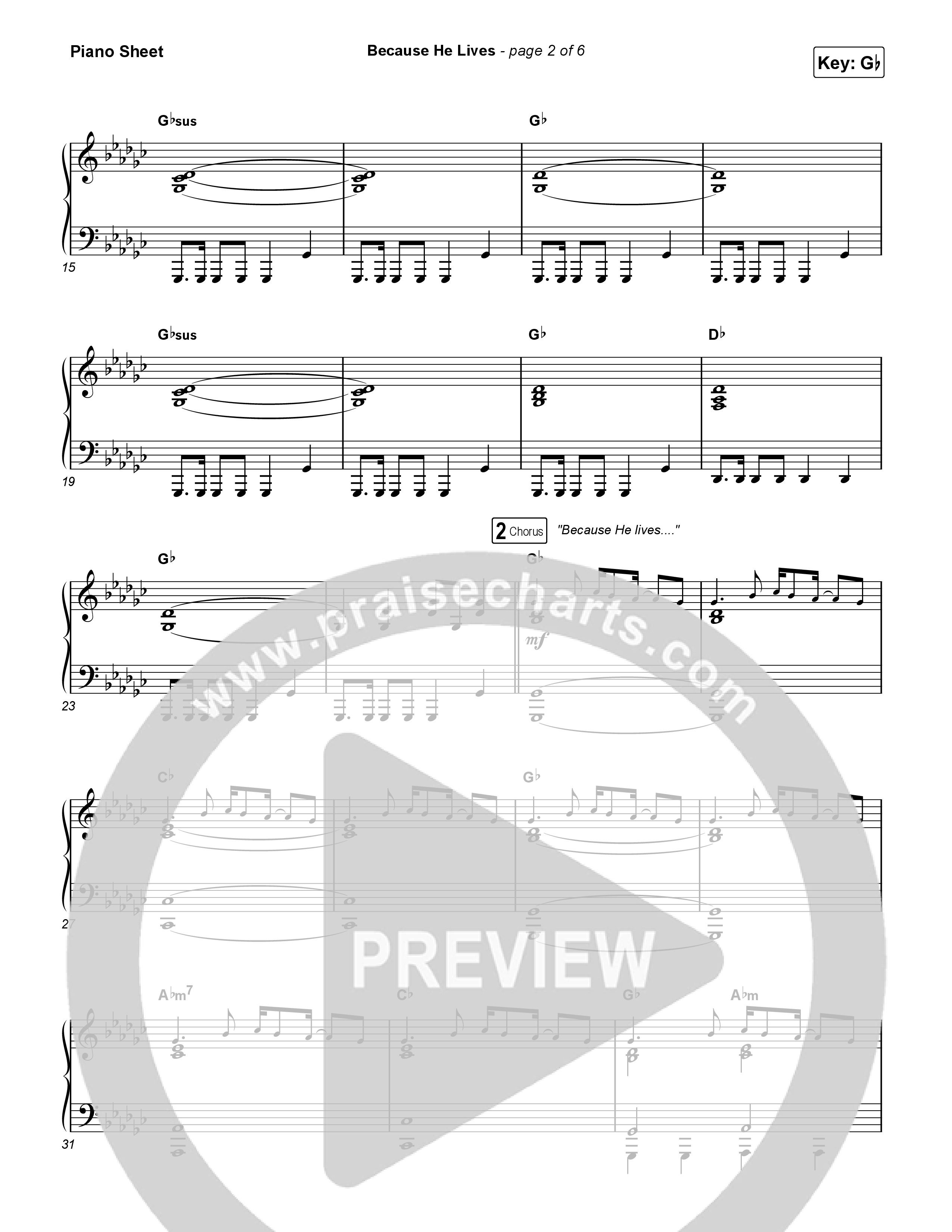 Because He Lives Piano Sheet (Rock Springs Worship / Arr. Matt Summers / Arr. Amber Balltzglier)