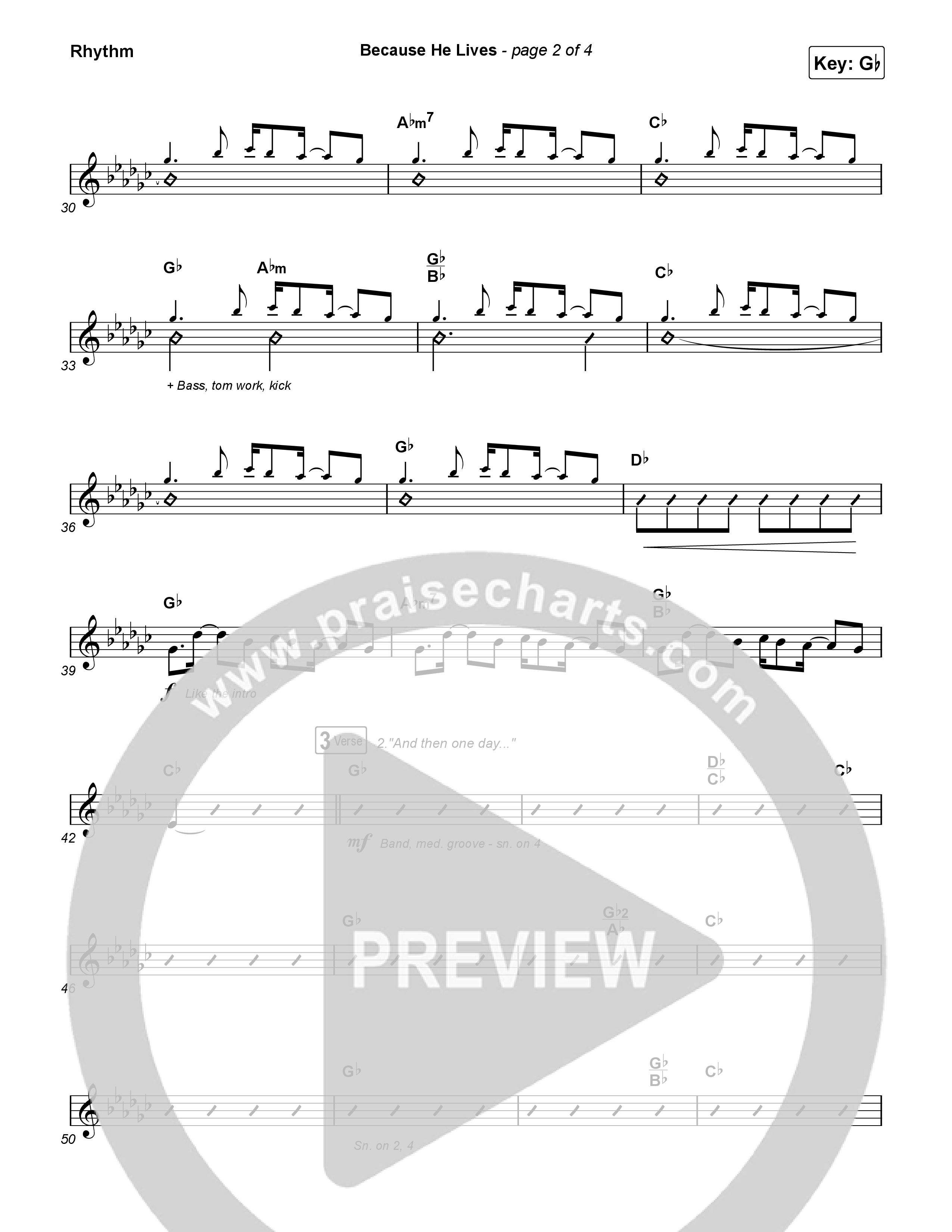 Because He Lives Rhythm Chart (Rock Springs Worship / Arr. Matt Summers / Arr. Amber Balltzglier)