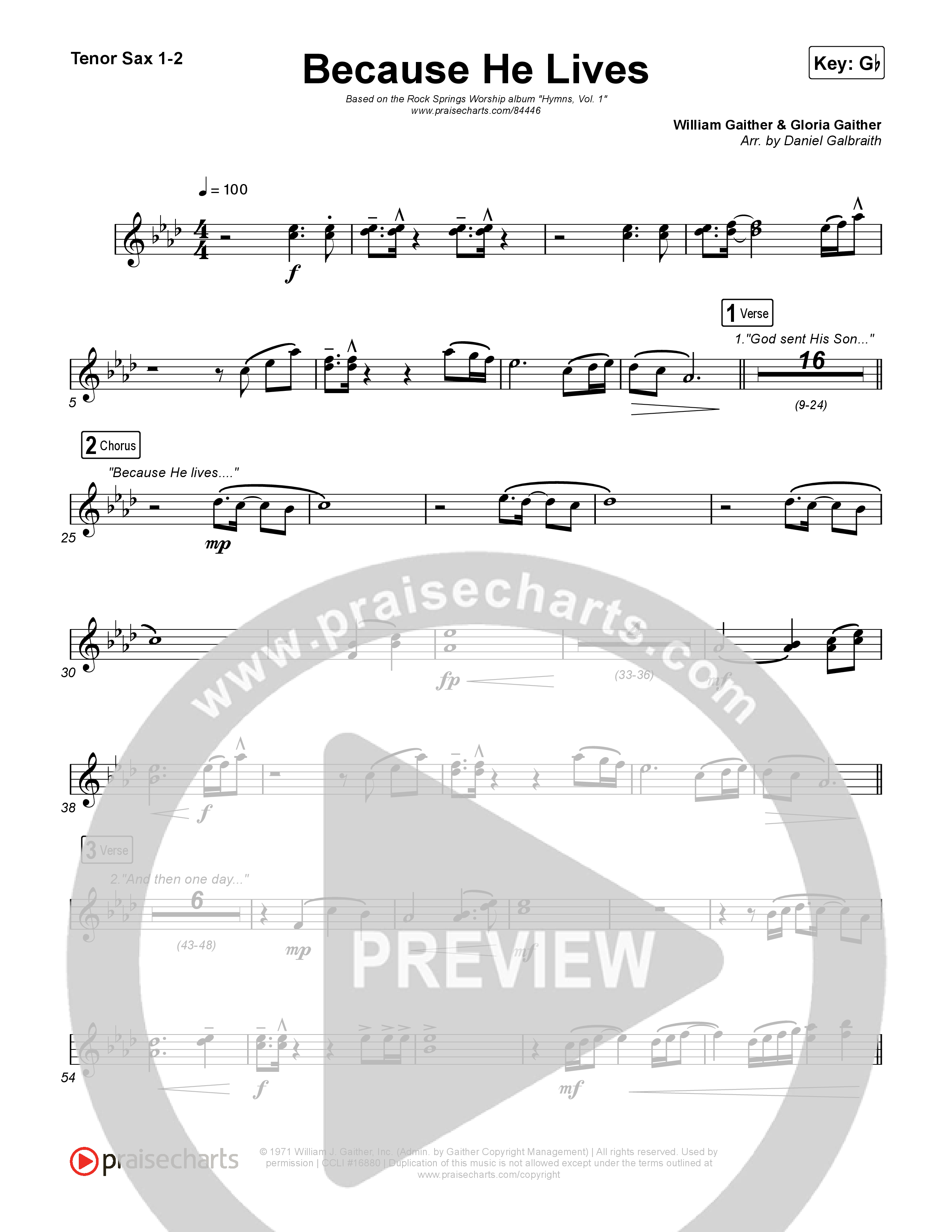 Because He Lives Sax Pack (Rock Springs Worship / Arr. Matt Summers / Arr. Amber Balltzglier)