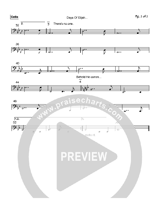 Days of Elijah Cello (Robin Mark)