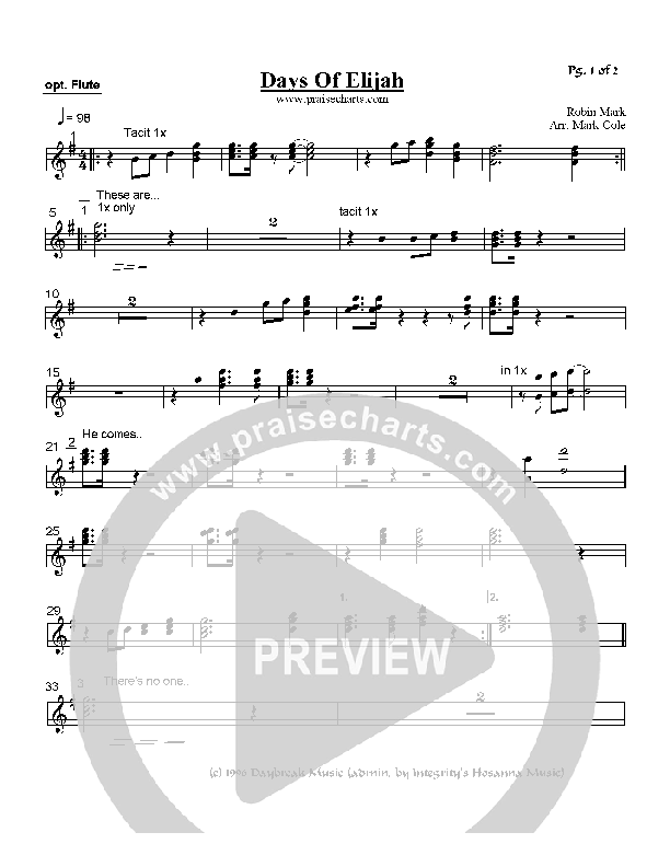 Days of Elijah Flute (Robin Mark)