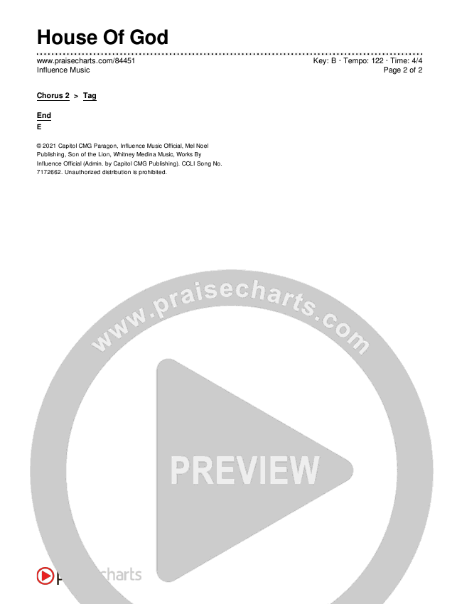 House Of God Chords & Lyrics (Influence Music)