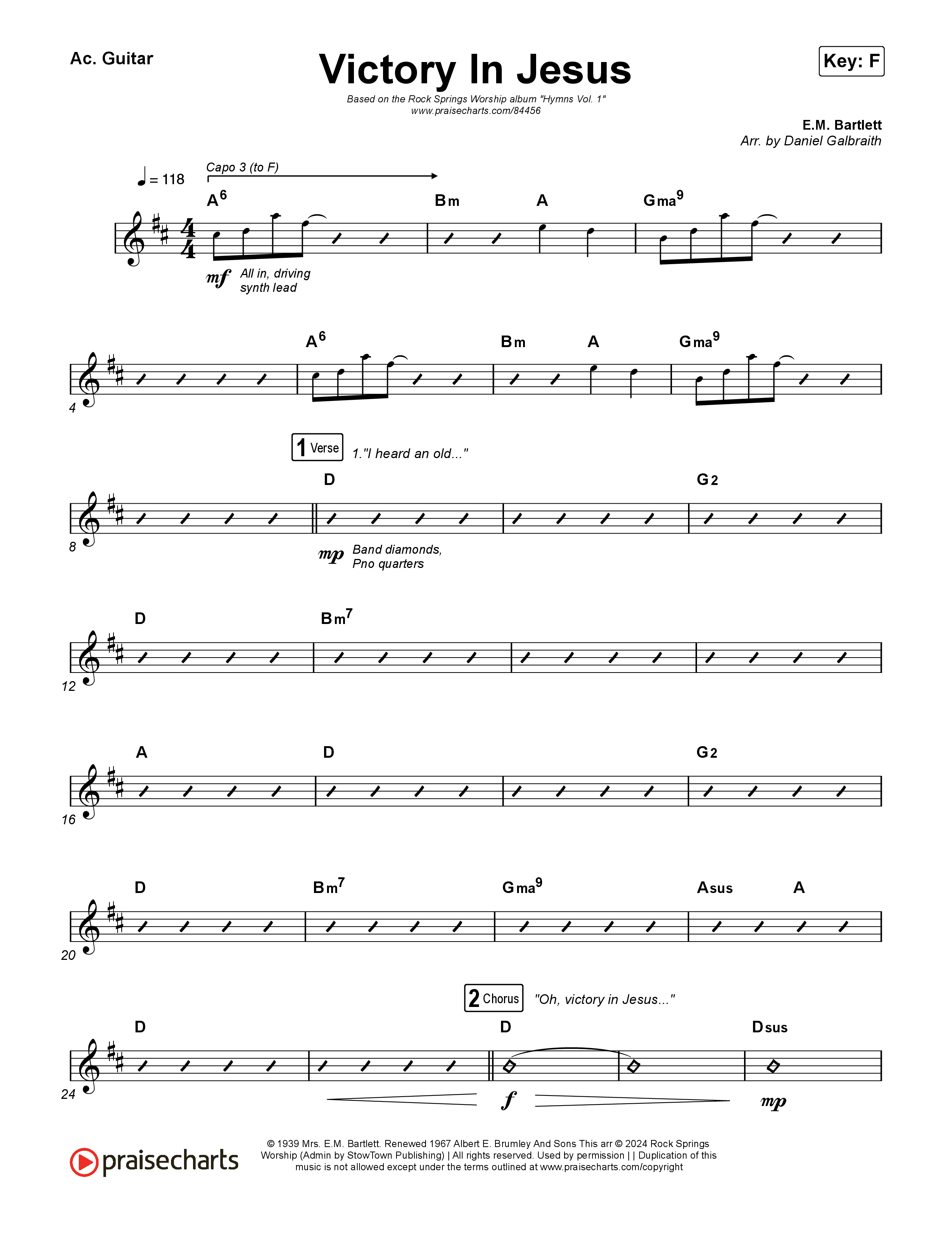 Victory In Jesus Acoustic Guitar (Rock Springs Worship / Arr. Matt Summers / Arr. Amber Balltzglier)