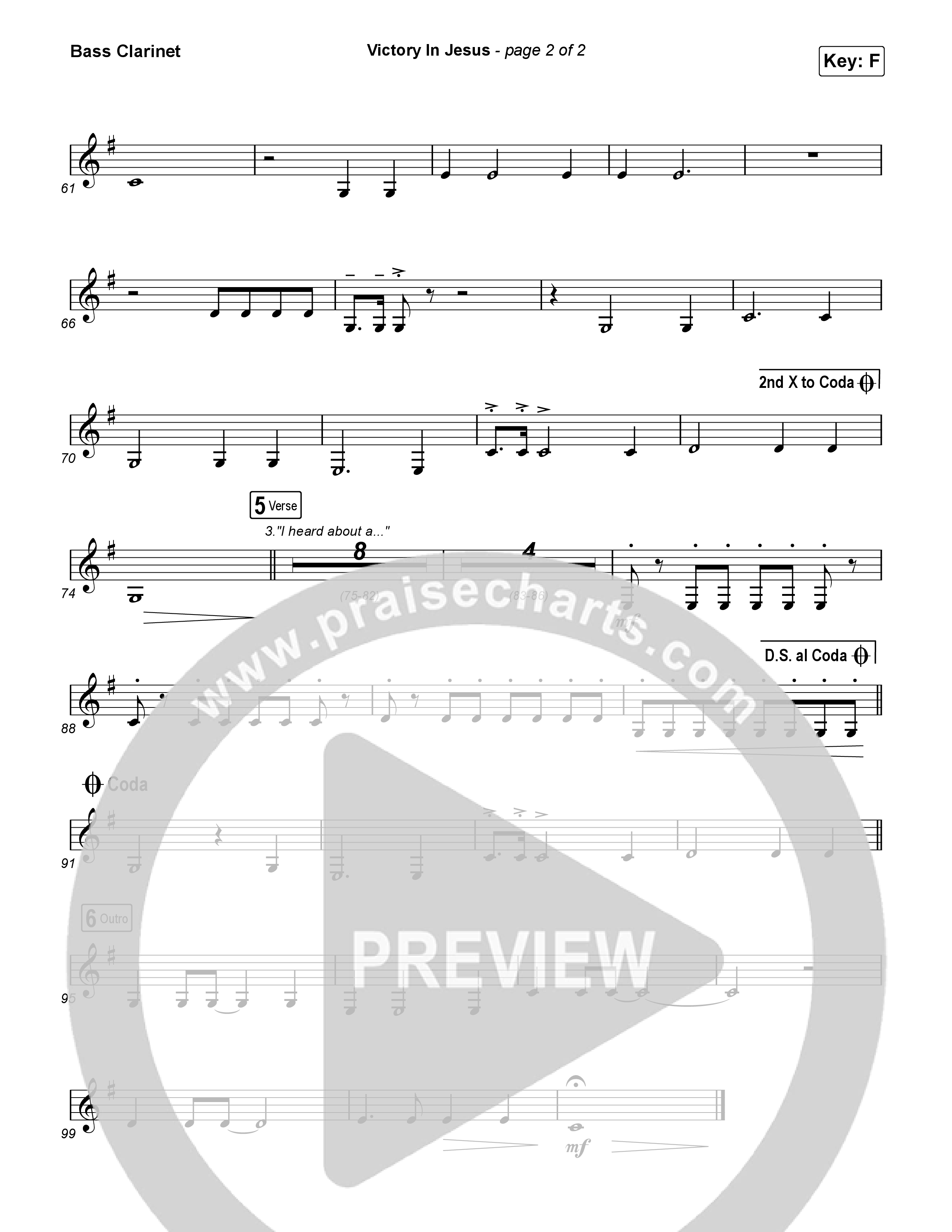 Victory In Jesus Bass Clarinet (Rock Springs Worship / Arr. Matt Summers / Arr. Amber Balltzglier)