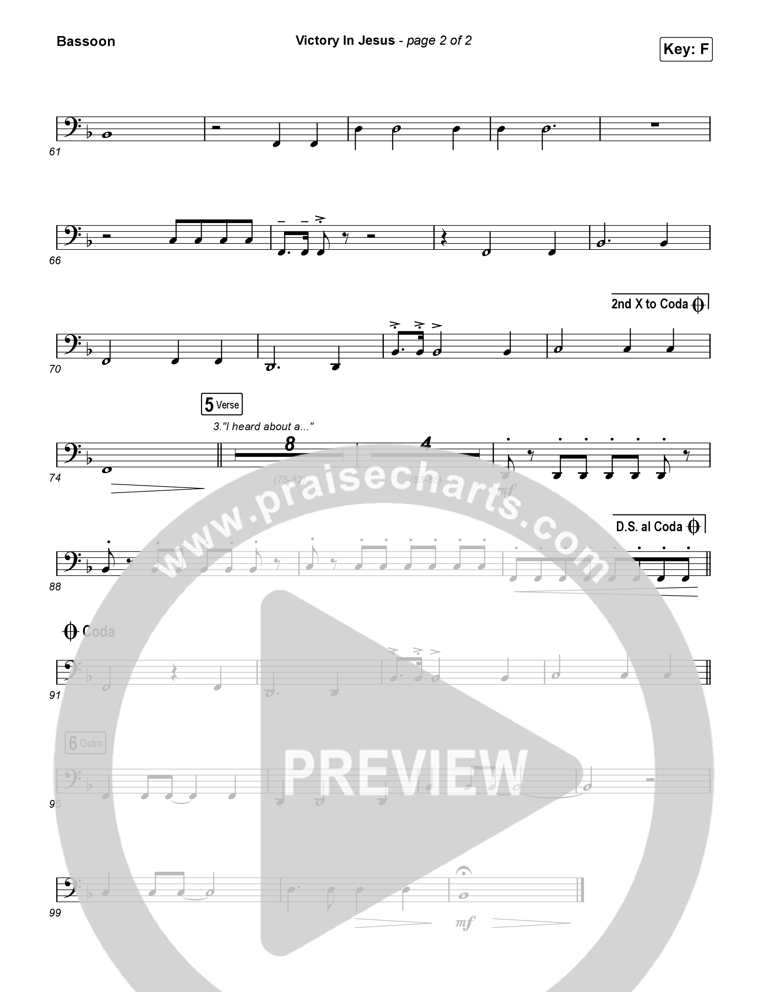 Victory In Jesus Bassoon (Rock Springs Worship / Arr. Matt Summers / Arr. Amber Balltzglier)