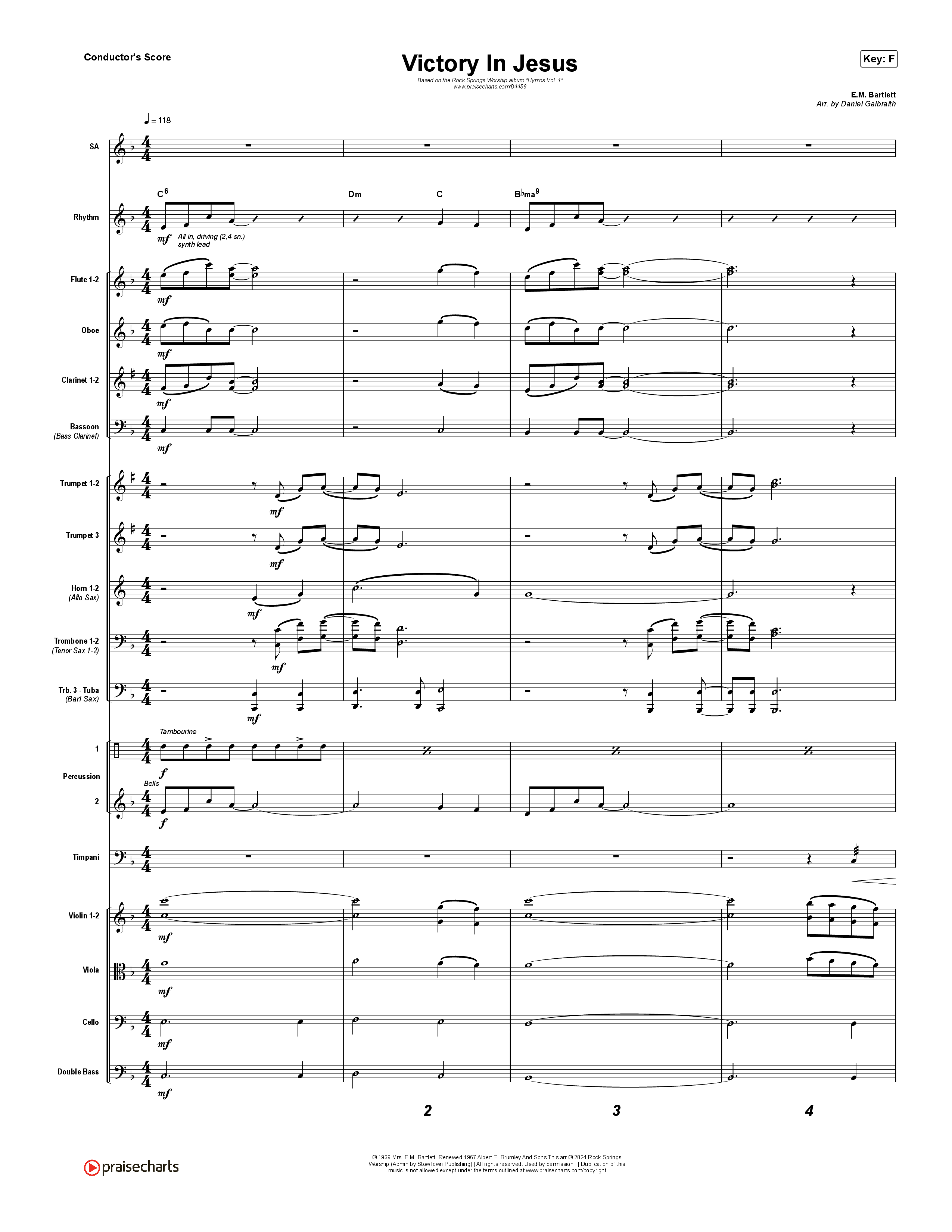 Victory In Jesus Conductor's Score (Rock Springs Worship / Arr. Matt Summers / Arr. Amber Balltzglier)