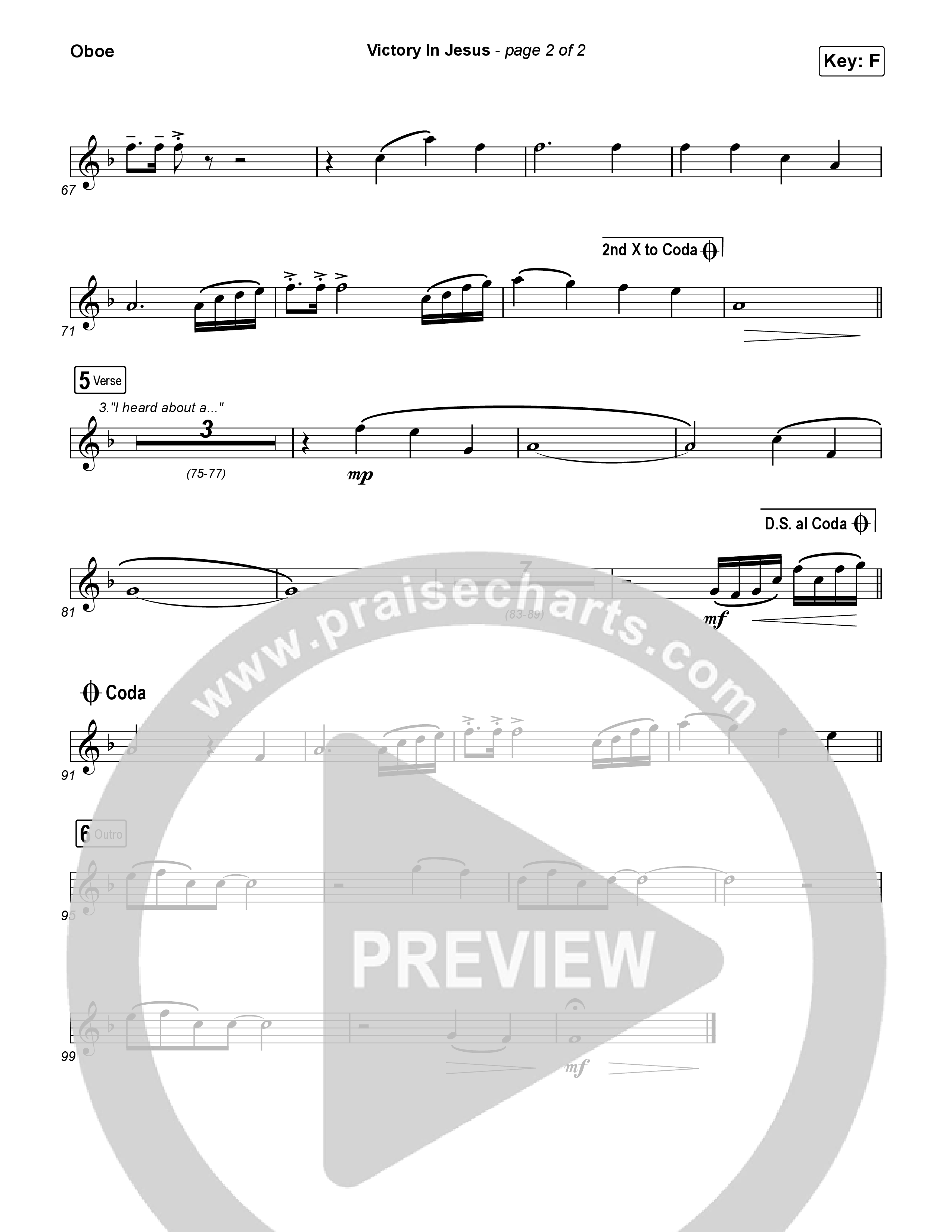 Victory In Jesus Oboe (Rock Springs Worship / Arr. Matt Summers / Arr. Amber Balltzglier)