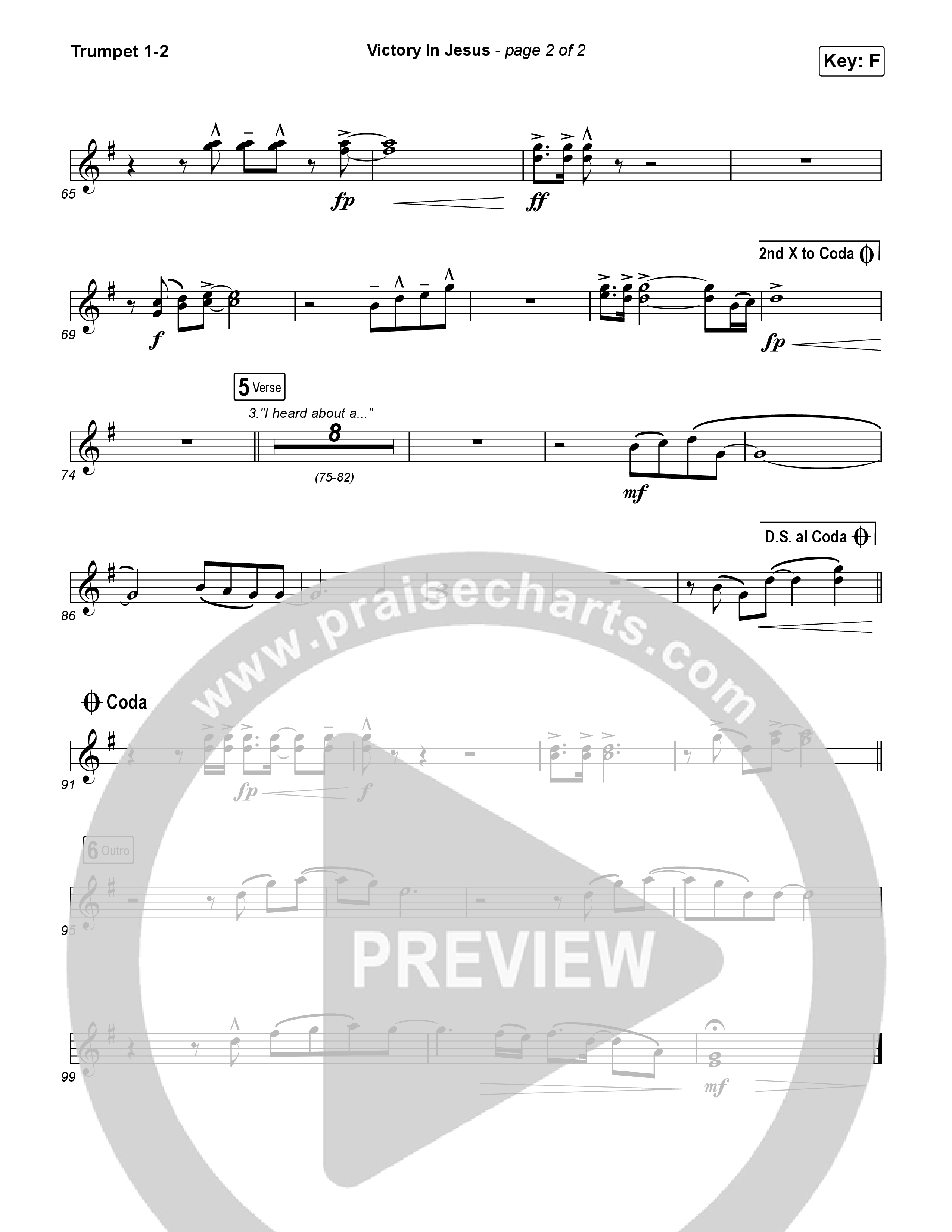 Victory In Jesus Trumpet 1,2 (Rock Springs Worship / Arr. Matt Summers / Arr. Amber Balltzglier)