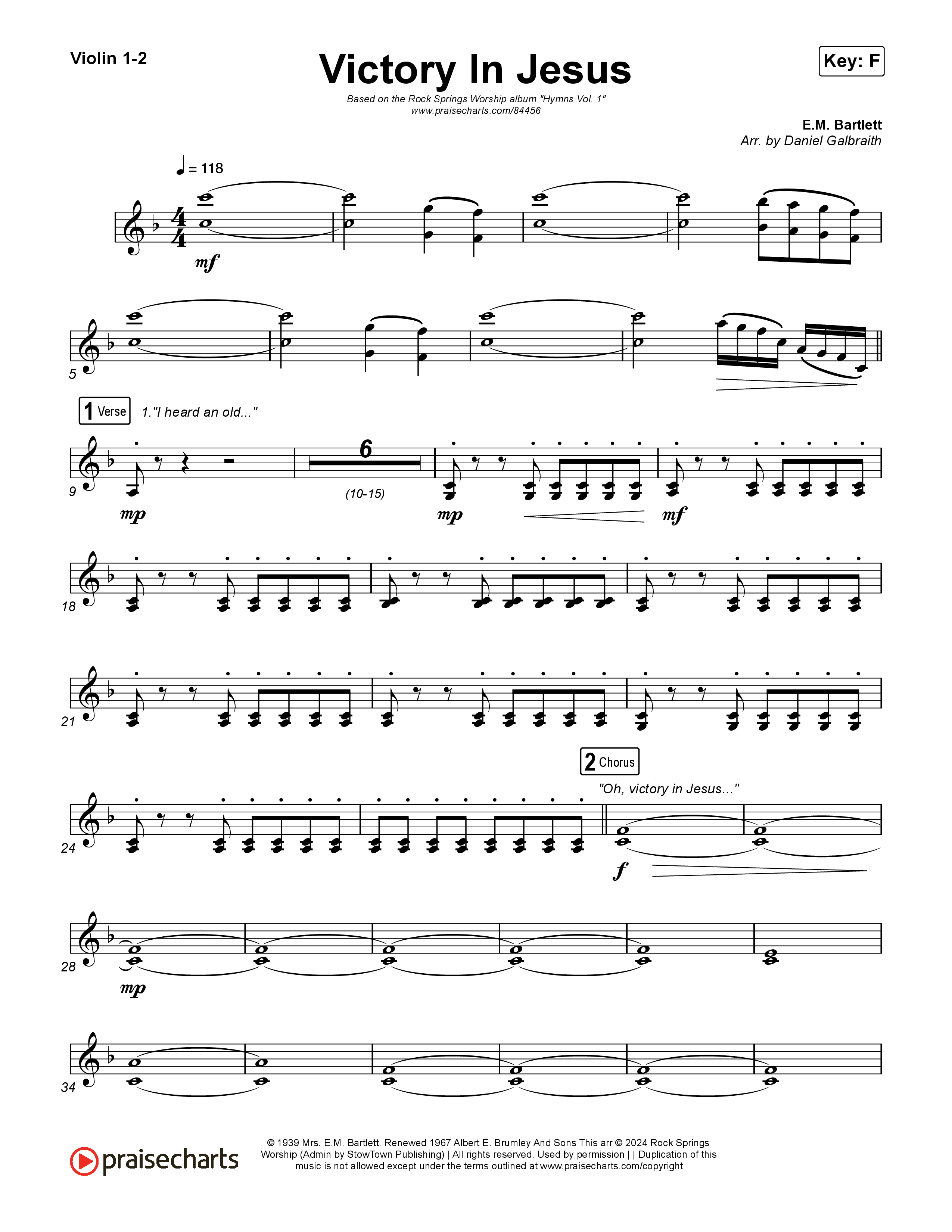 Victory In Jesus String Pack (Rock Springs Worship / Arr. Matt Summers / Arr. Amber Balltzglier)