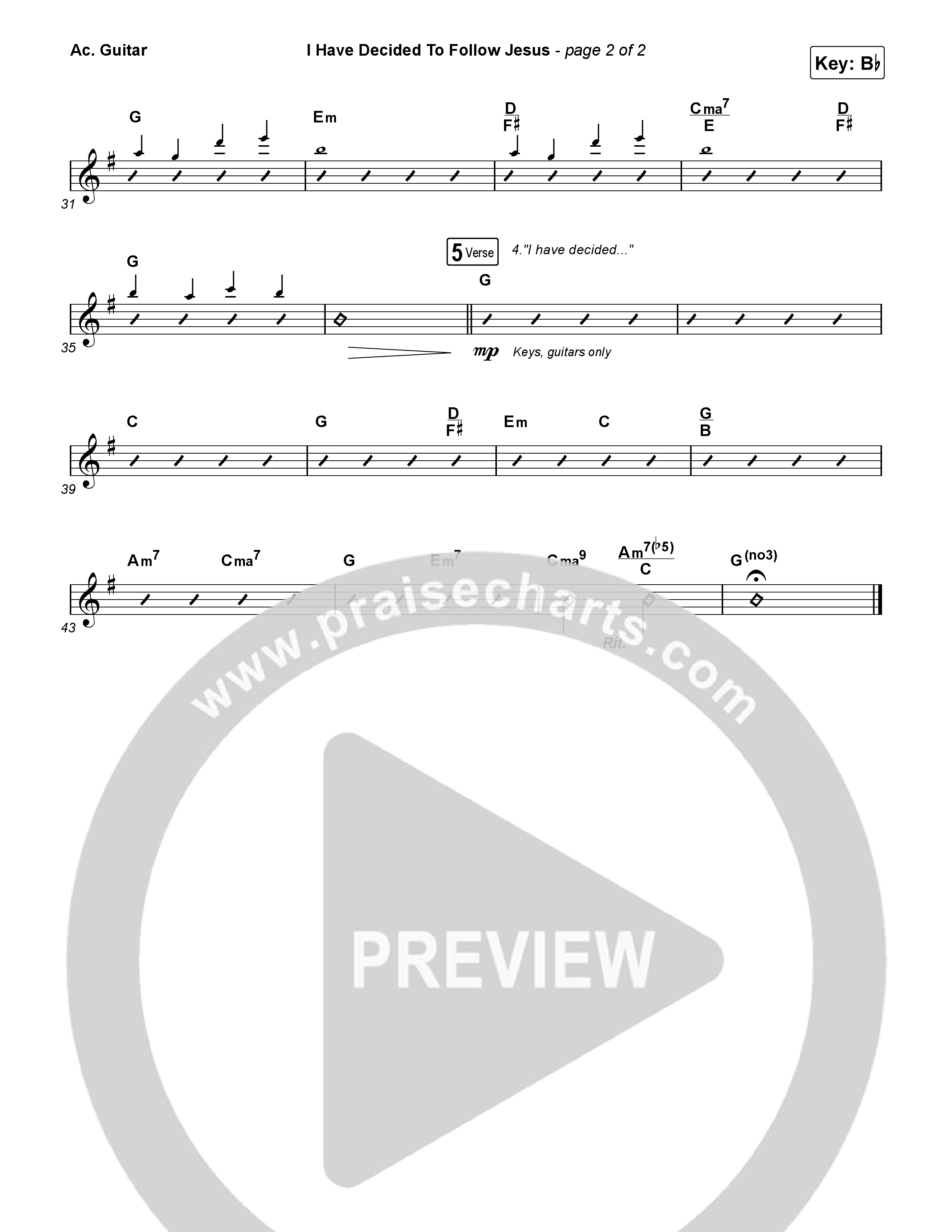 I Have Decided To Follow Jesus Acoustic Guitar (Rock Springs Worship / Arr. Matt Summers)