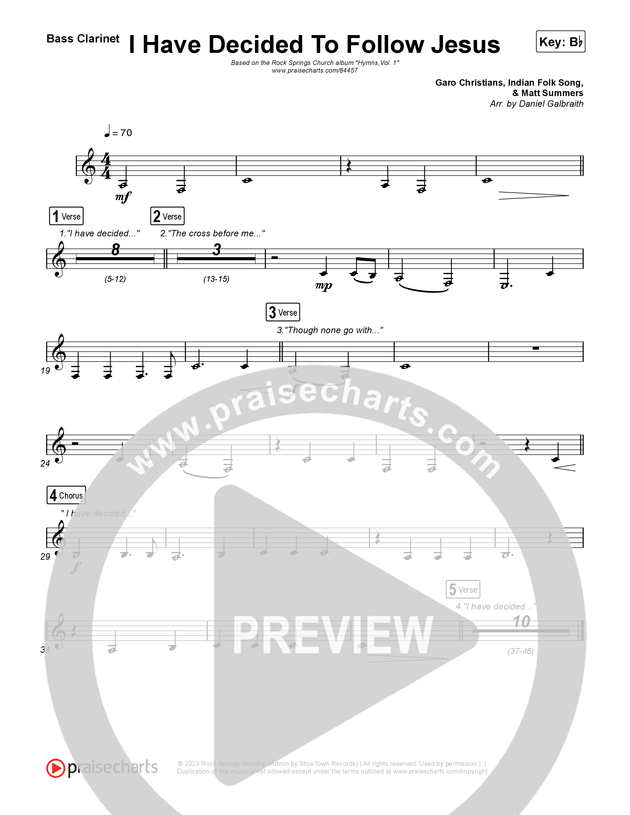 I Have Decided To Follow Jesus Clarinet 1,2 (Rock Springs Worship / Arr. Matt Summers)