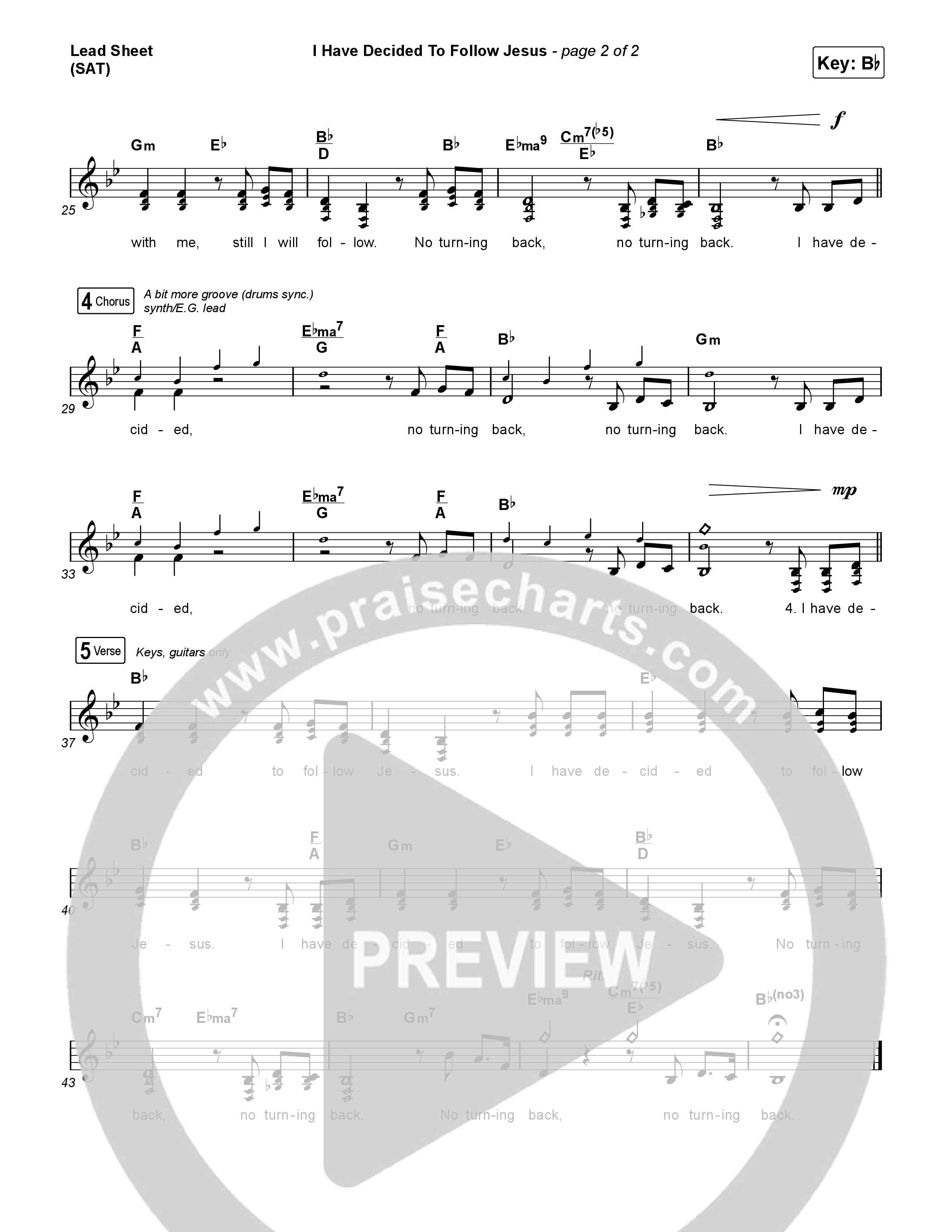 I Have Decided To Follow Jesus Lead Sheet (SAT) (Rock Springs Worship / Arr. Matt Summers)