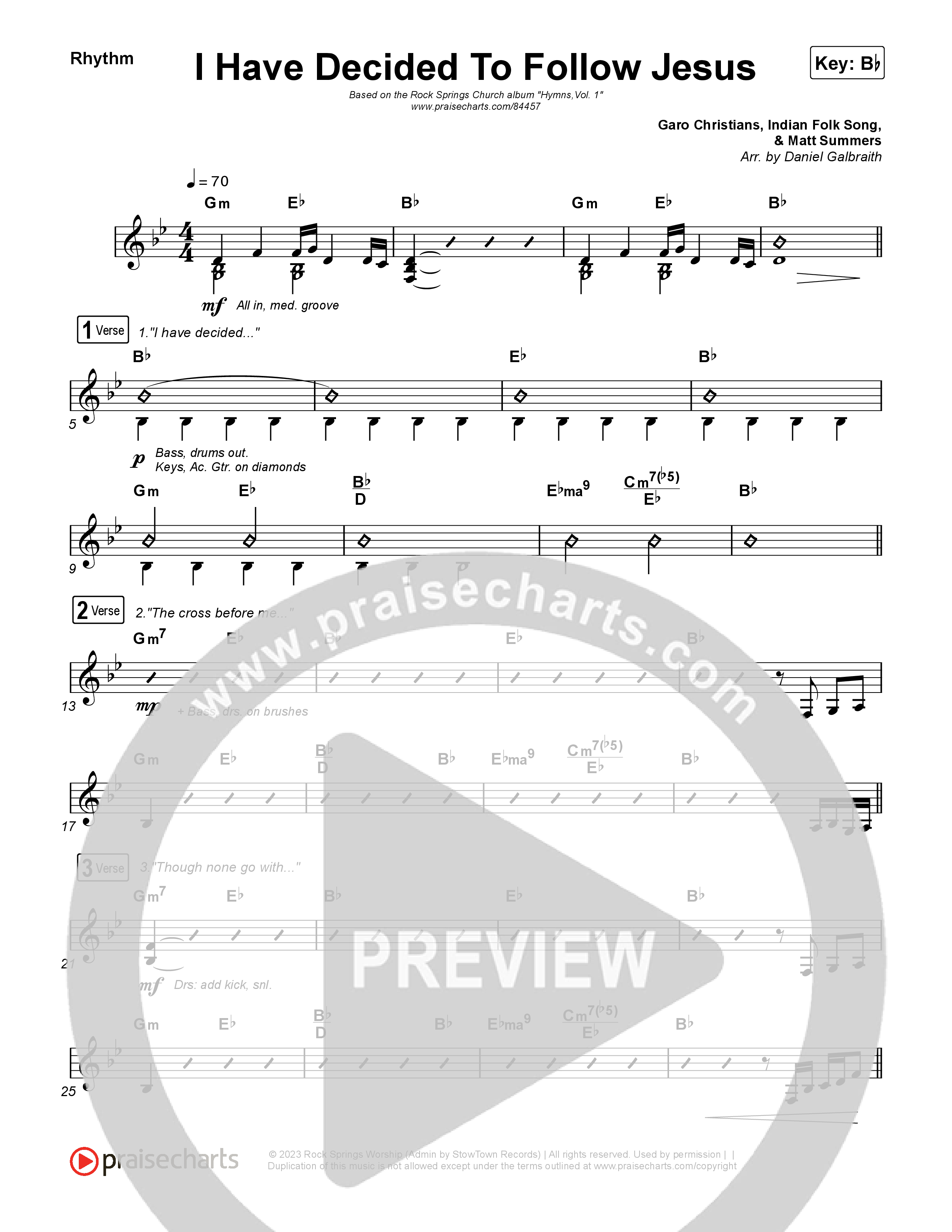 I Have Decided To Follow Jesus Rhythm Chart (Rock Springs Worship / Arr. Matt Summers)