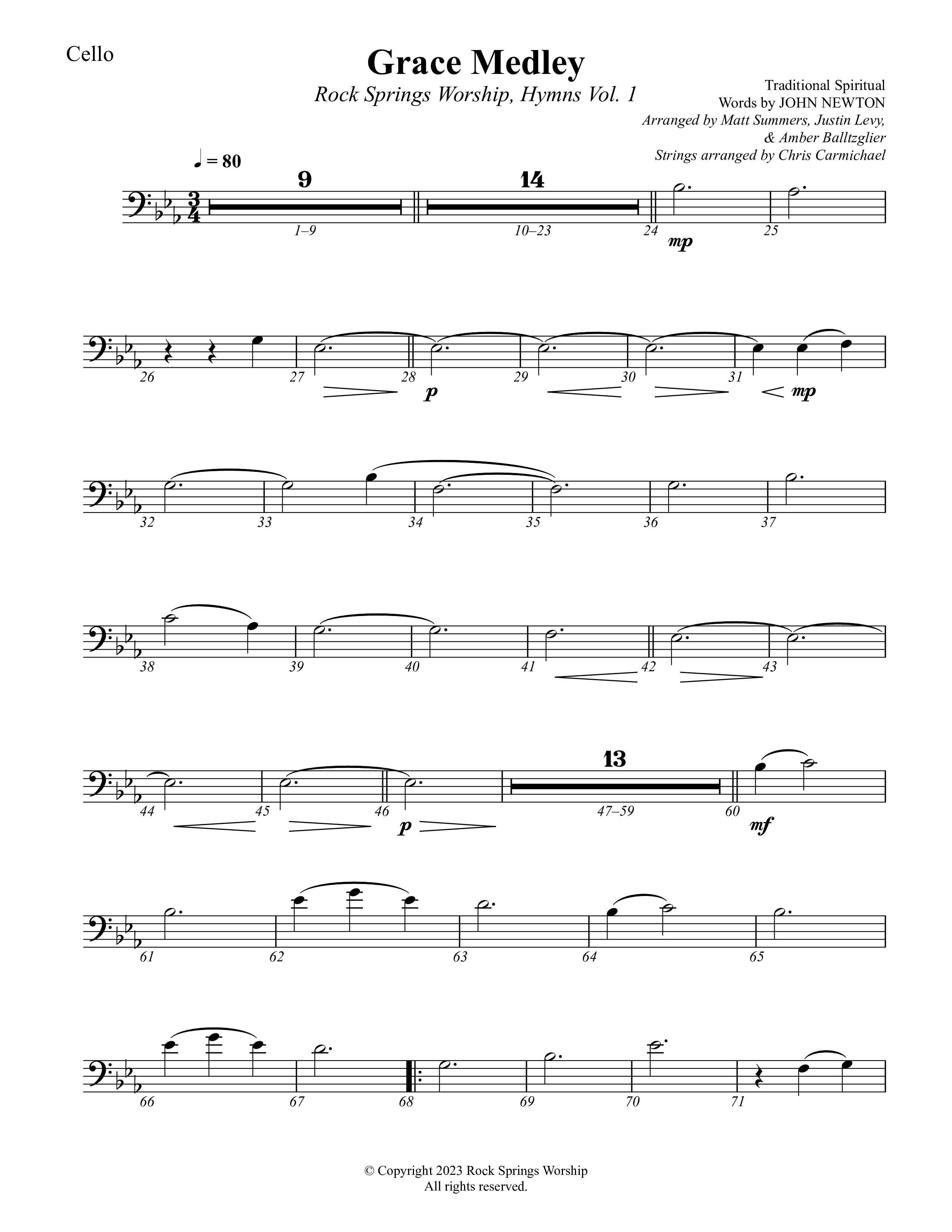 Grace Medley Cello (Rock Springs Worship / Arr. Matt Summers / Arr. Amber Balltzglier / Arr. Justin Levy)