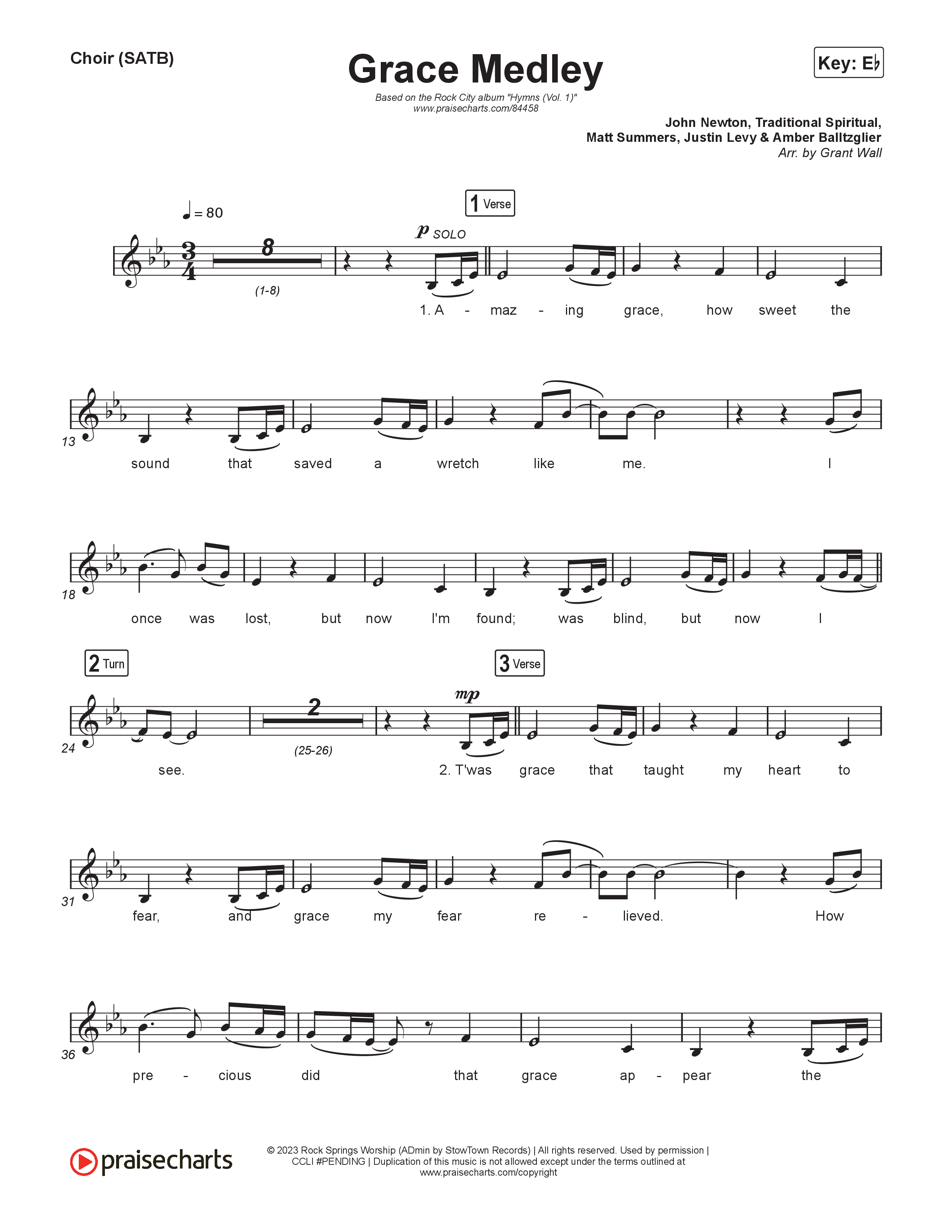 Grace Medley Choir Sheet (SATB) (Rock Springs Worship / Arr. Matt Summers / Arr. Amber Balltzglier / Arr. Justin Levy)