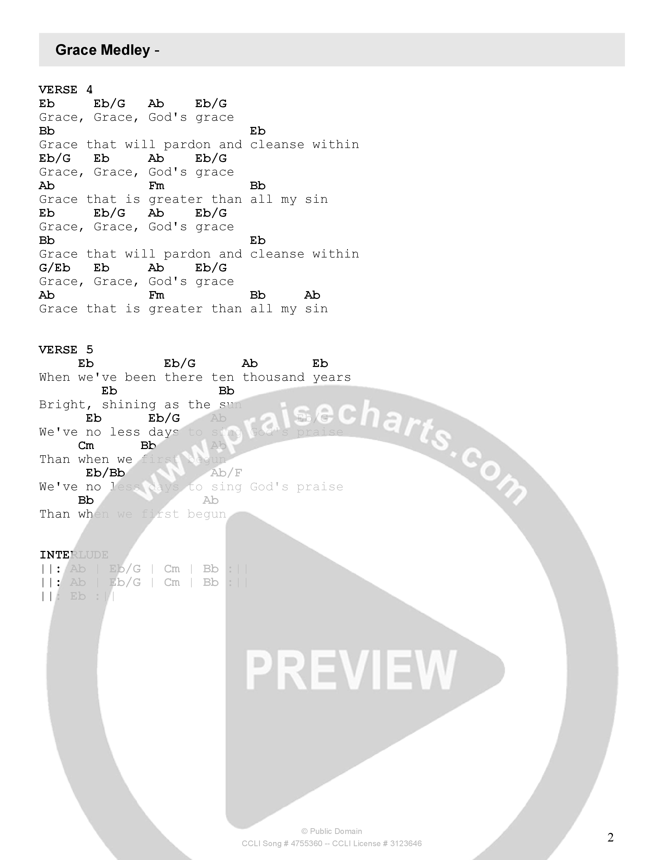 Grace Medley Chords PDF (Rock Springs Worship / Arr. Matt Summers / Arr ...
