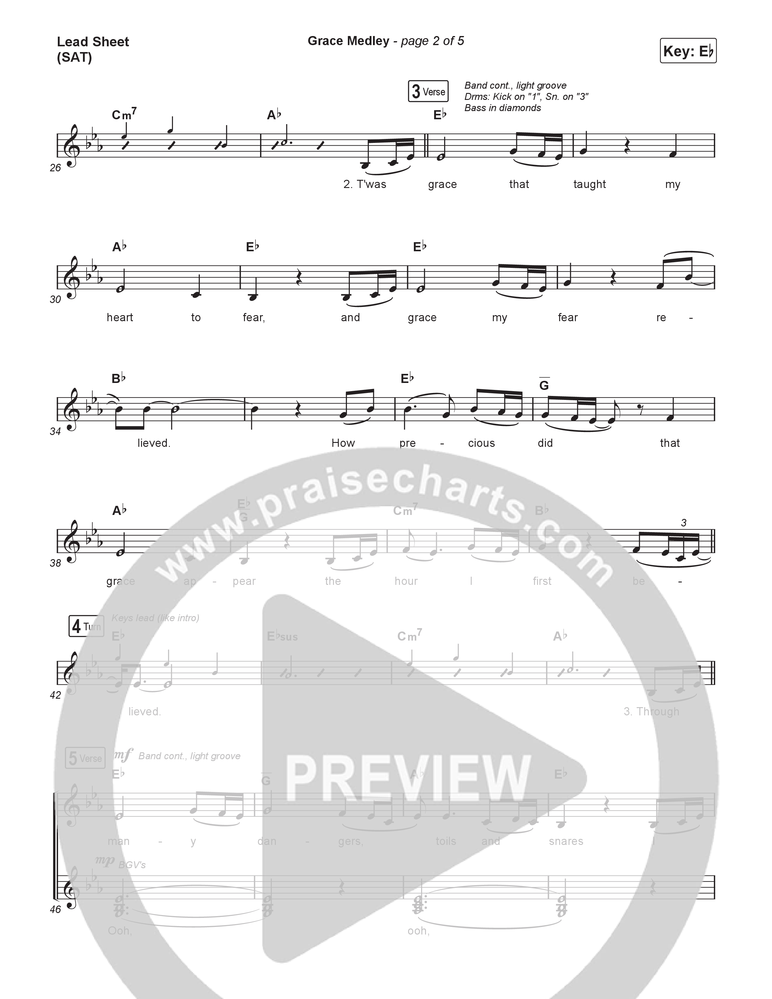 Grace Medley Lead Sheet (SAT) (Rock Springs Worship / Arr. Matt Summers / Arr. Amber Balltzglier / Arr. Justin Levy)