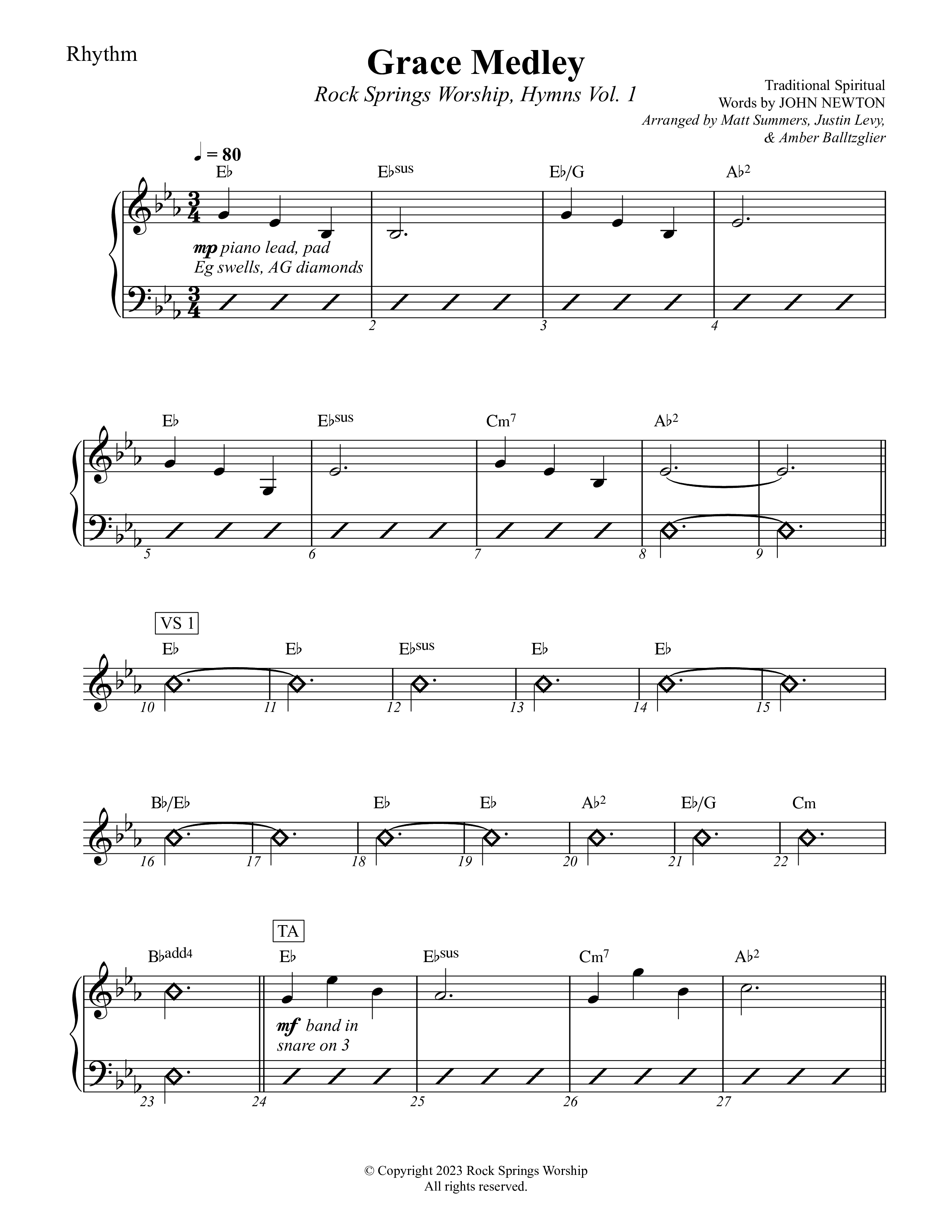 Grace Medley Rhythm Chart (Rock Springs Worship / Arr. Matt Summers / Arr. Amber Balltzglier / Arr. Justin Levy)