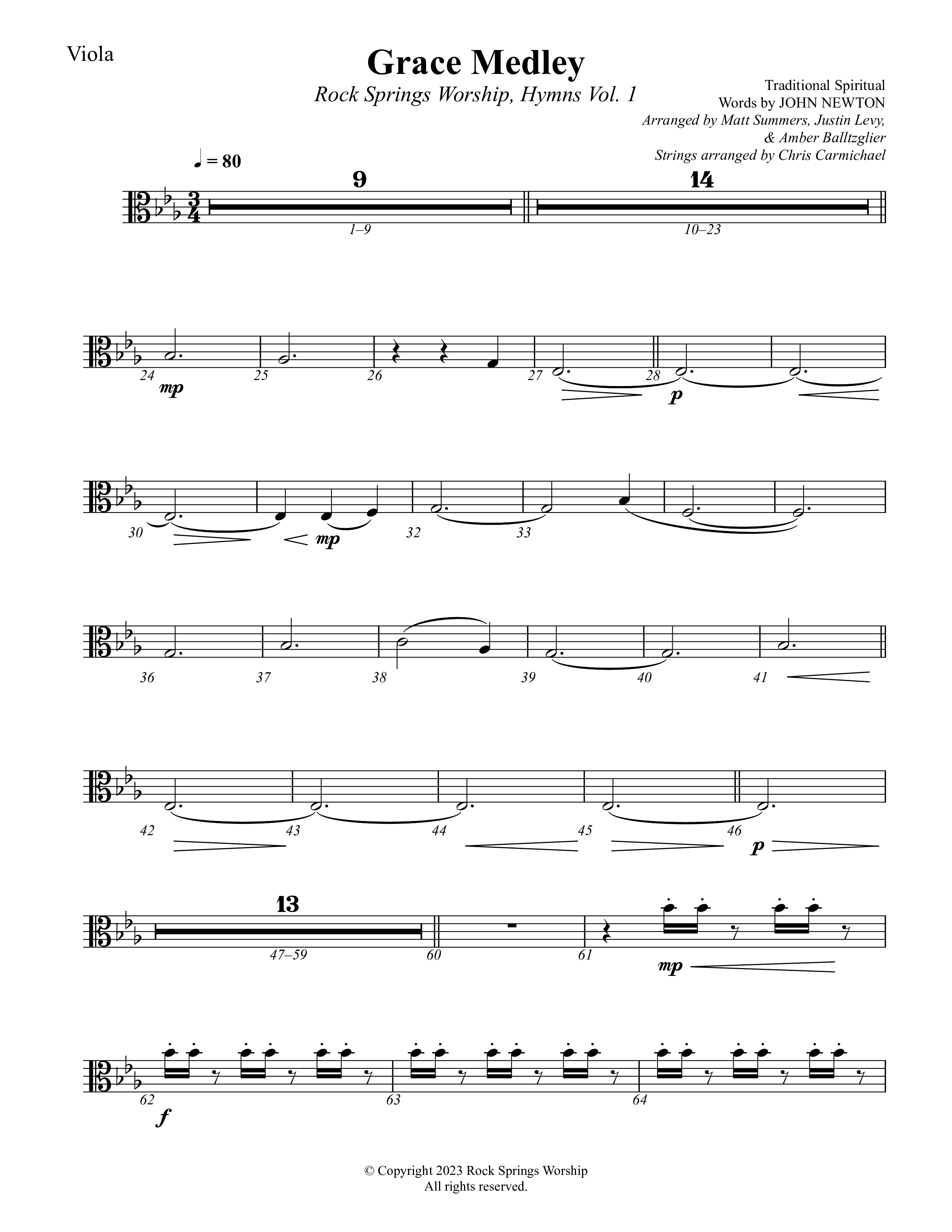 Grace Medley Viola (Rock Springs Worship / Arr. Matt Summers / Arr. Amber Balltzglier / Arr. Justin Levy)