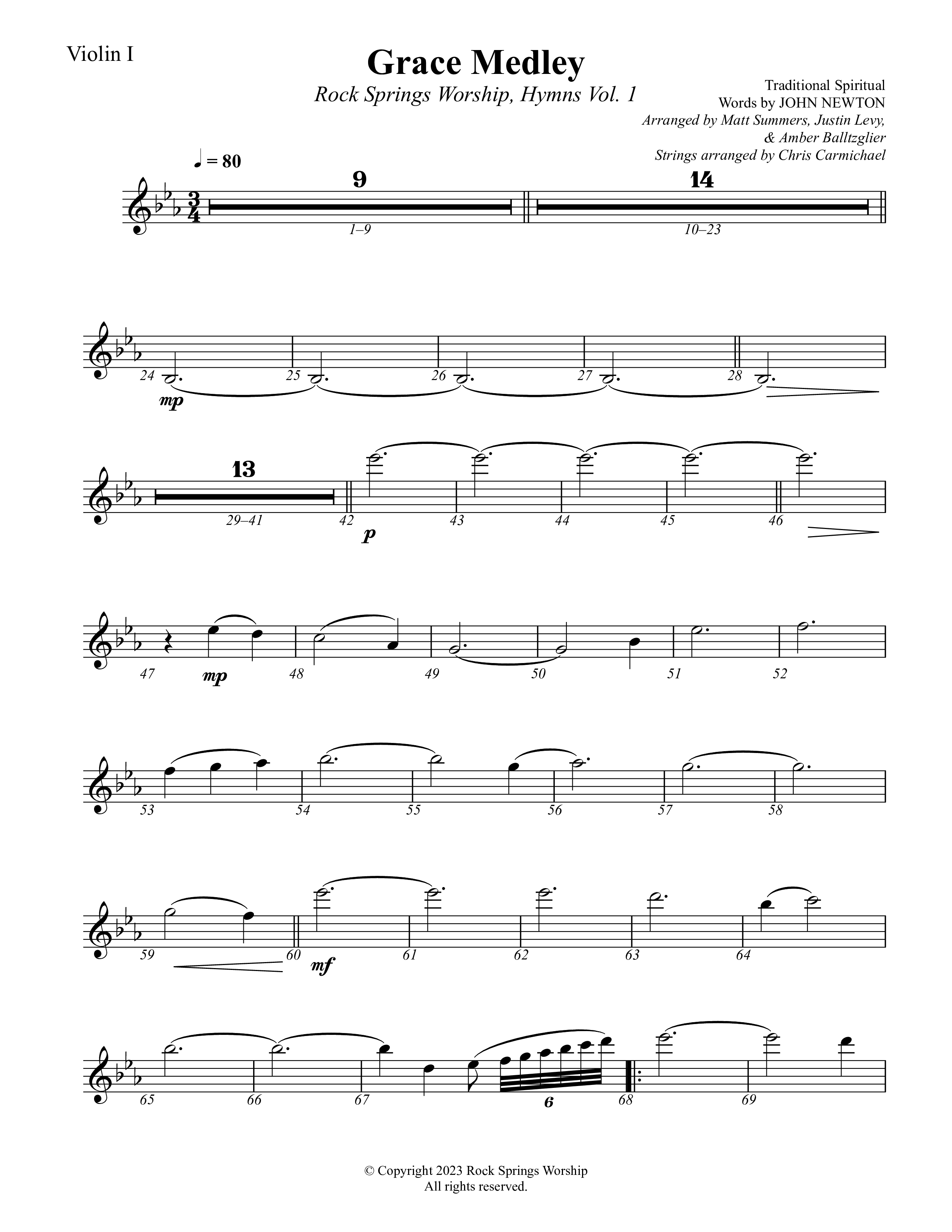 Grace Medley Violin 1 (Rock Springs Worship / Arr. Matt Summers / Arr. Amber Balltzglier / Arr. Justin Levy)