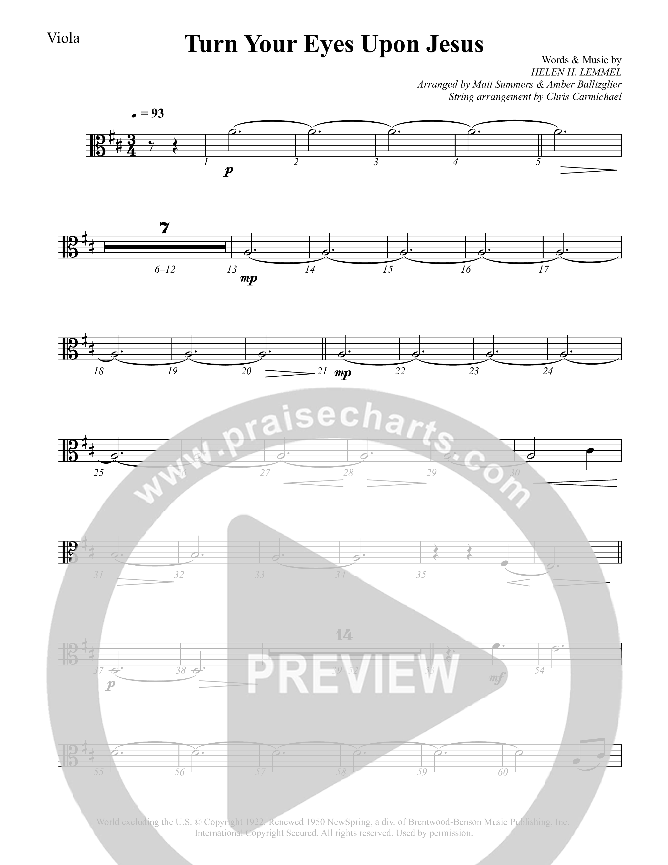 Turn Your Eyes Upon Jesus Viola (Rock Springs Worship / Arr. Matt Summers / Arr. Amber Balltzglier)