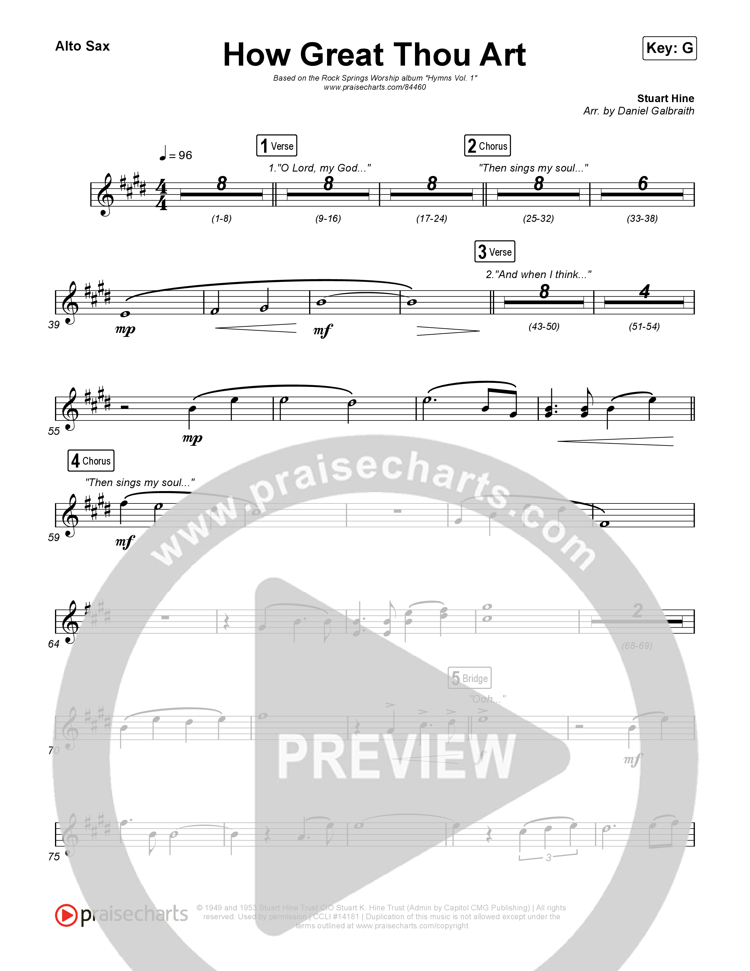 How Great Thou Art Alto Sax (Rock Springs Worship / Arr. Matt Summers / Arr. Amber Balltzglier)