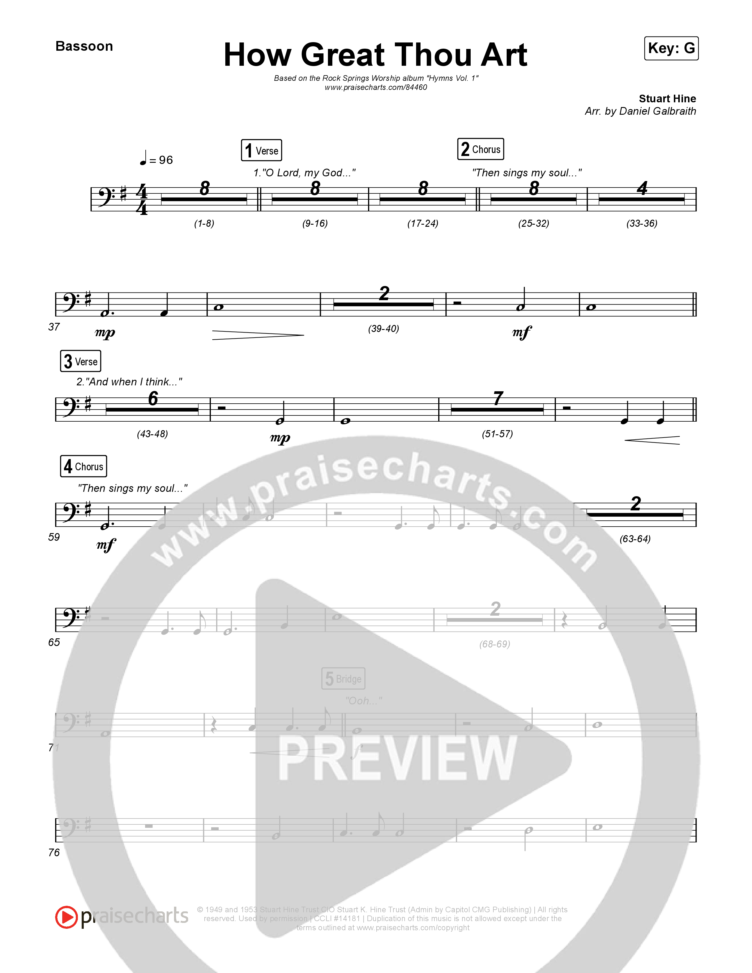 How Great Thou Art Bassoon (Rock Springs Worship / Arr. Matt Summers / Arr. Amber Balltzglier)