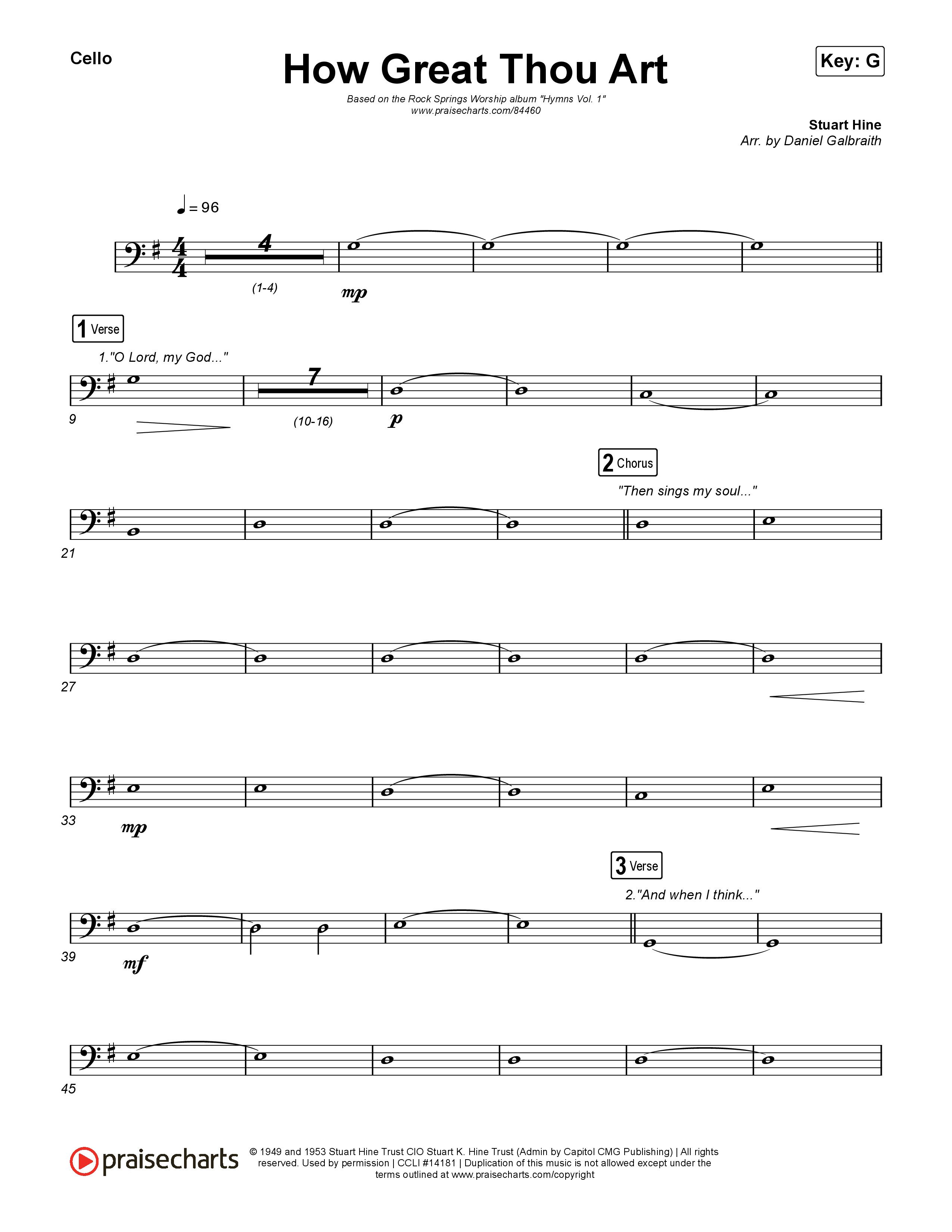 How Great Thou Art Cello (Rock Springs Worship / Arr. Matt Summers / Arr. Amber Balltzglier)