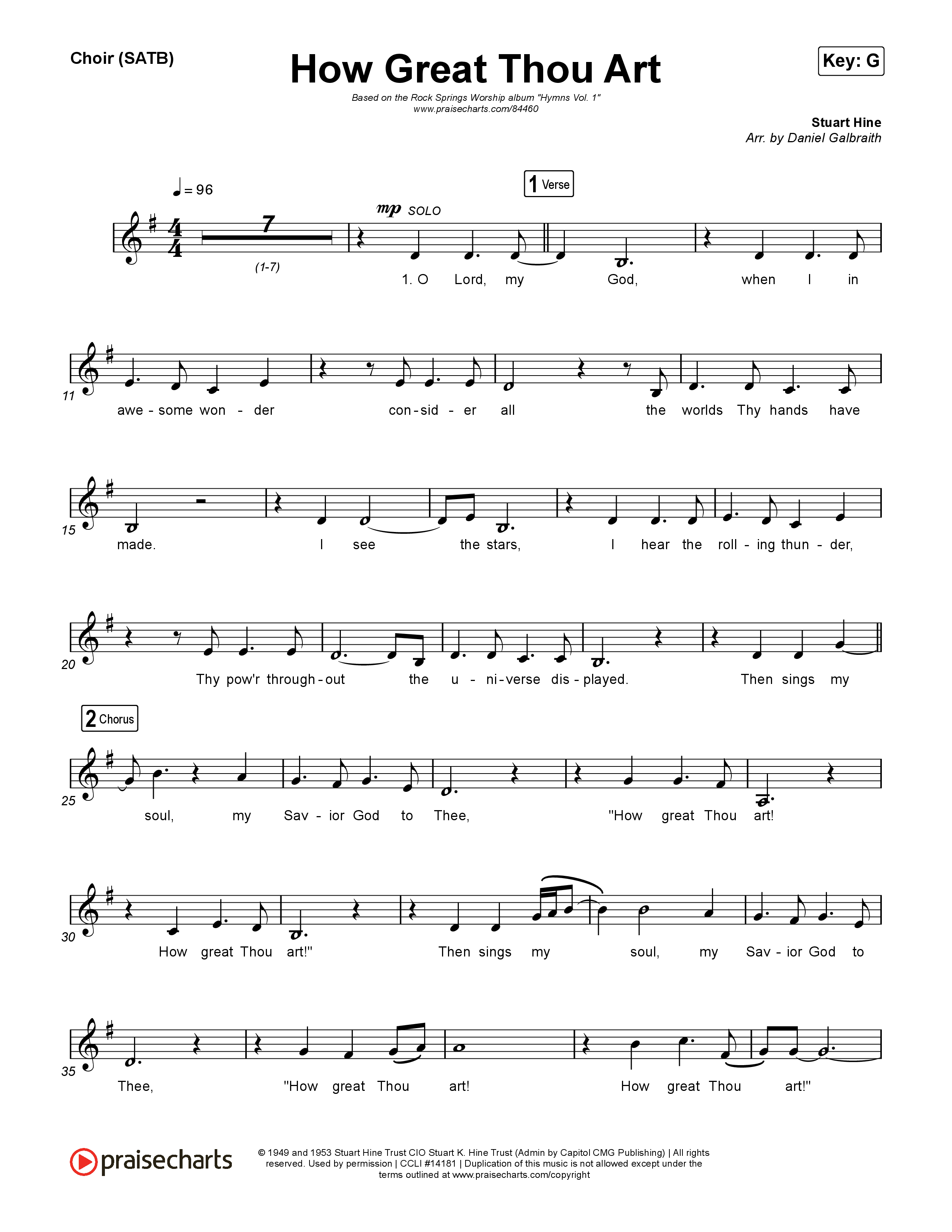 How Great Thou Art Choir Sheet (SATB) (Rock Springs Worship / Arr. Matt Summers / Arr. Amber Balltzglier)