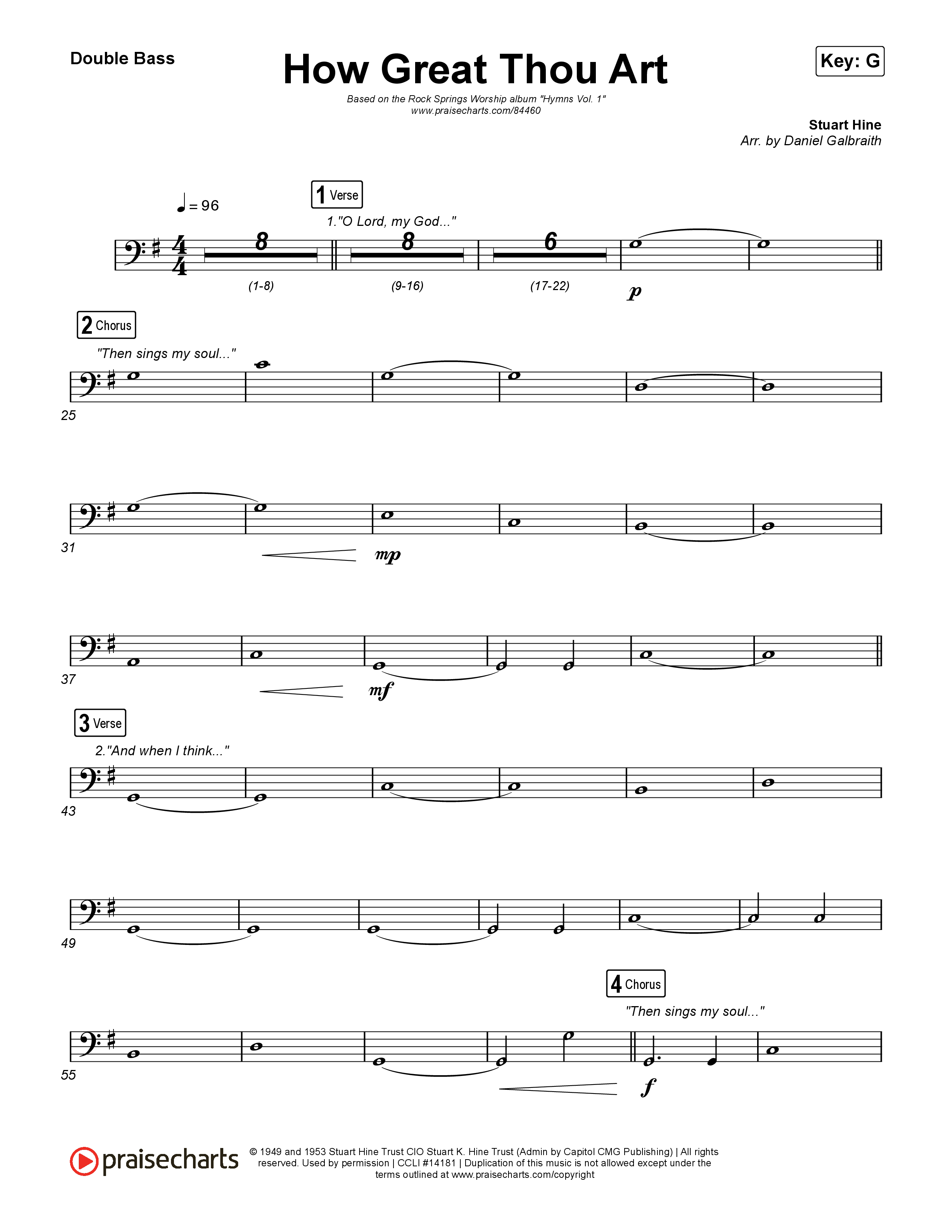 How Great Thou Art String Bass (Rock Springs Worship / Arr. Matt Summers / Arr. Amber Balltzglier)