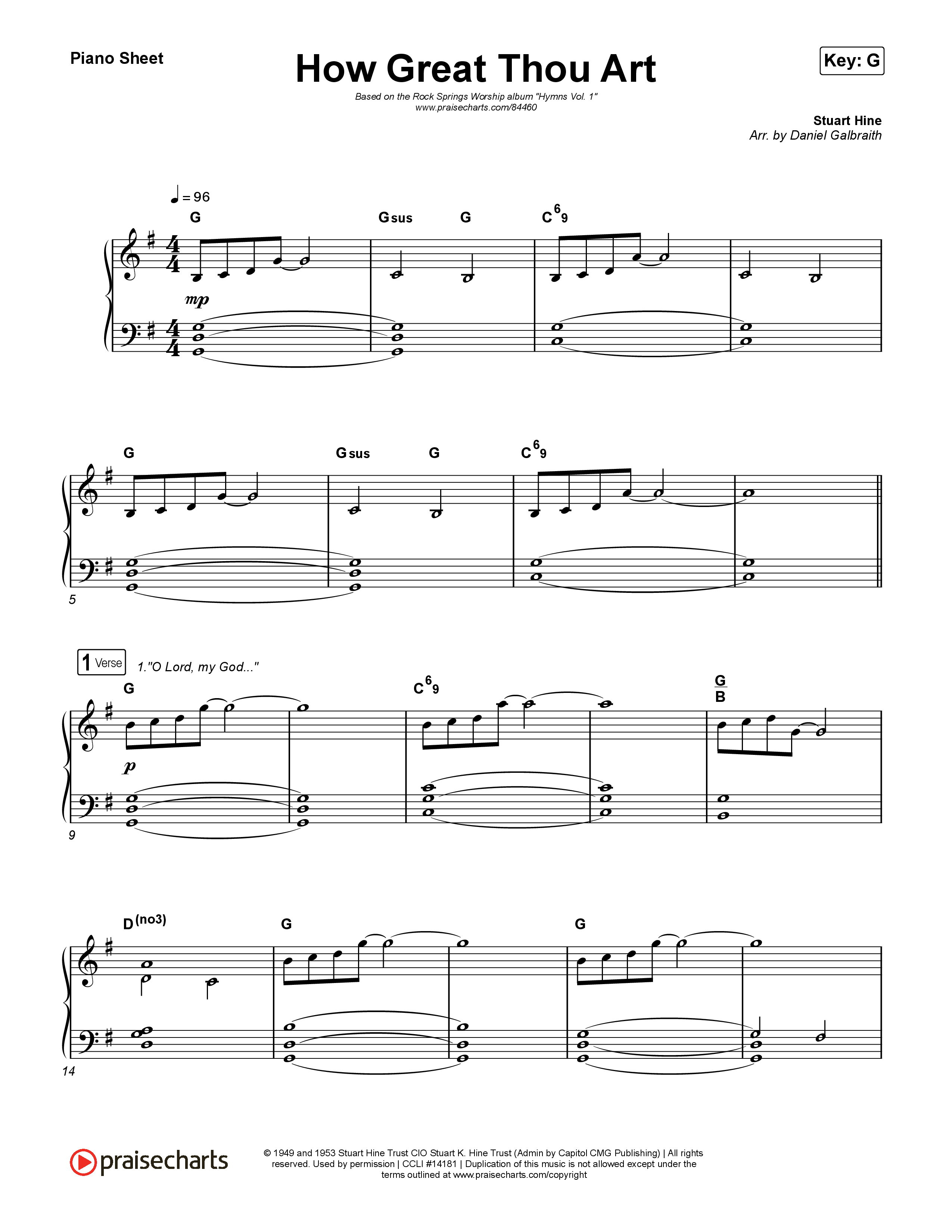 How Great Thou Art Piano Sheet (Rock Springs Worship / Arr. Matt Summers / Arr. Amber Balltzglier)