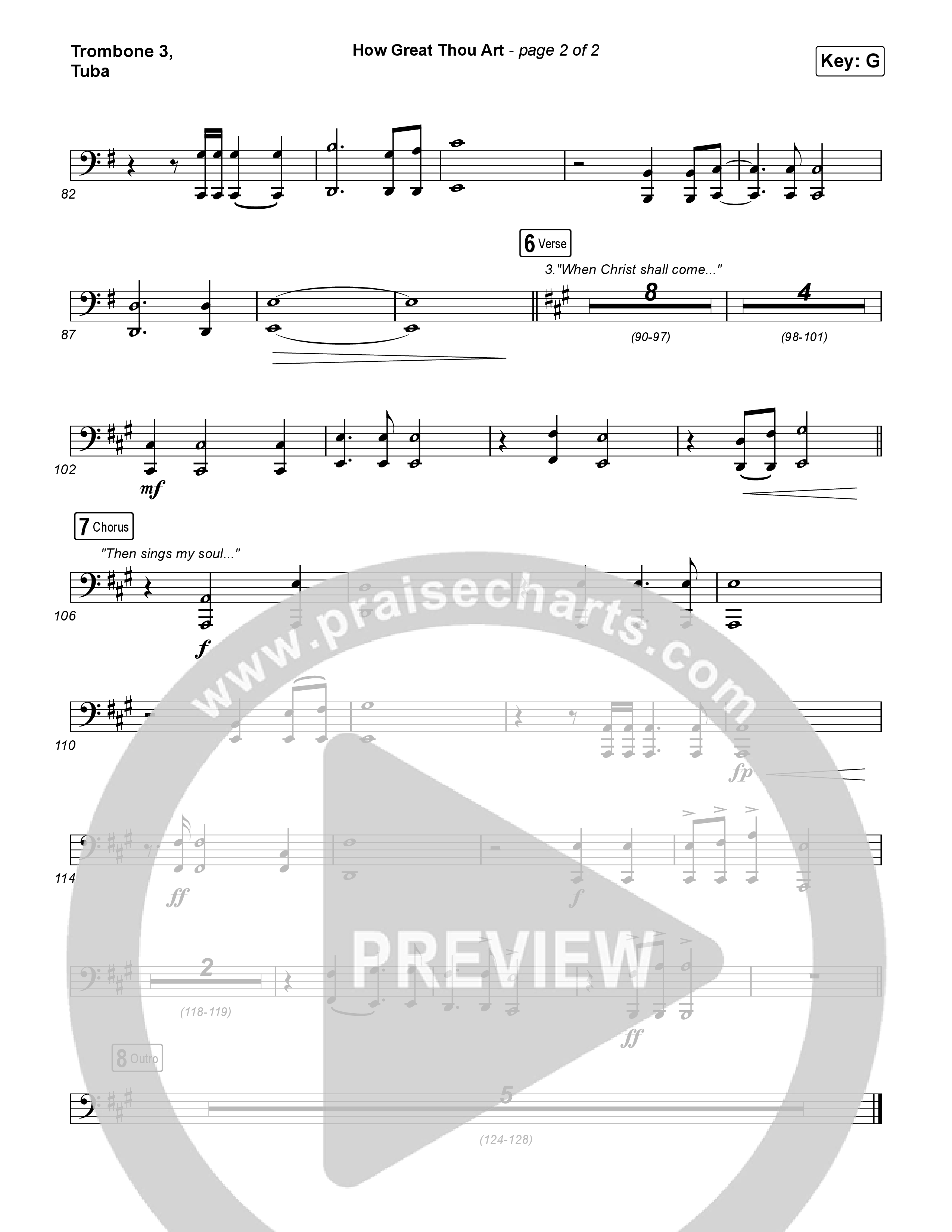 How Great Thou Art Trombone 3/Tuba (Rock Springs Worship / Arr. Matt Summers / Arr. Amber Balltzglier)